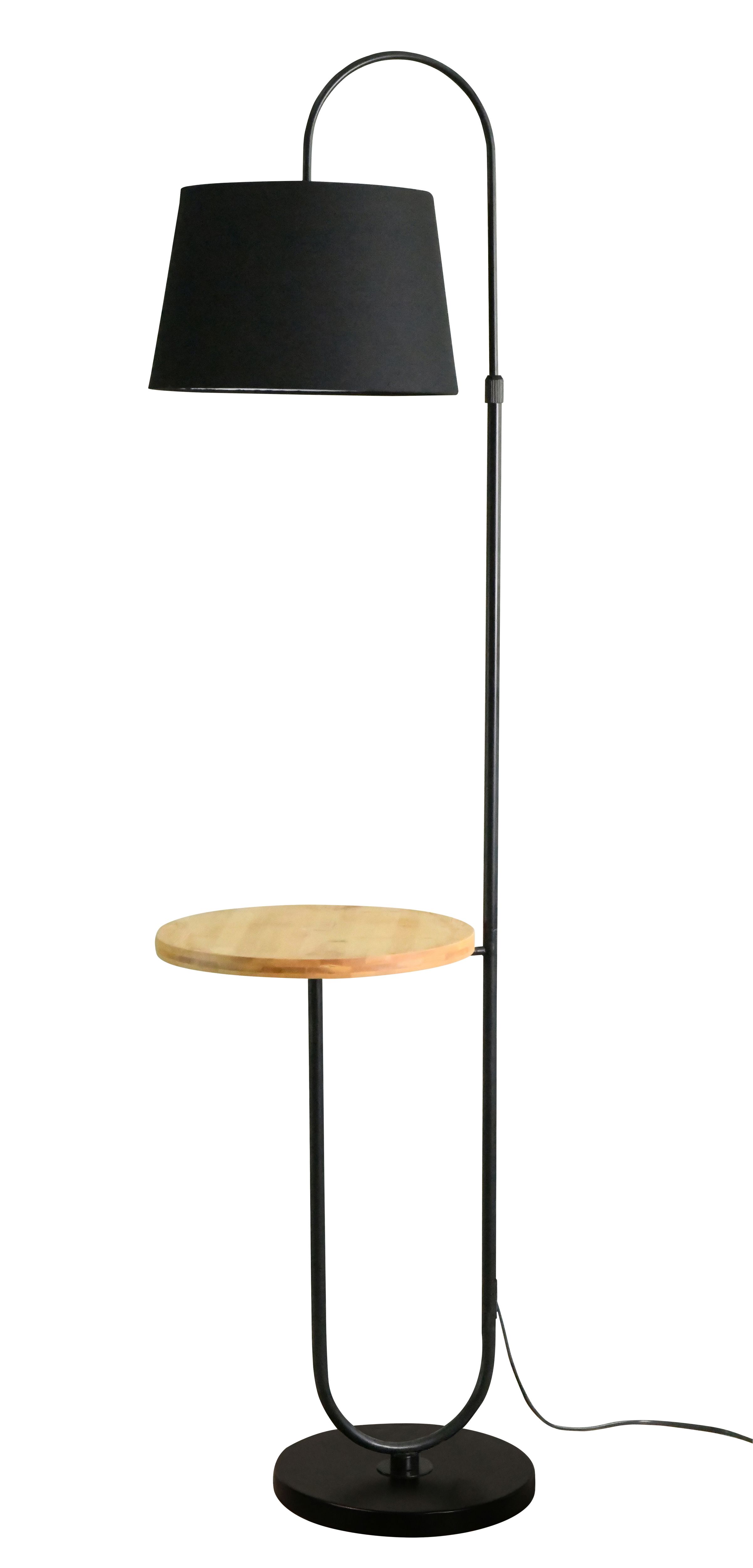 GoodHome Braintree Matt Black & natural LED Floor lamp