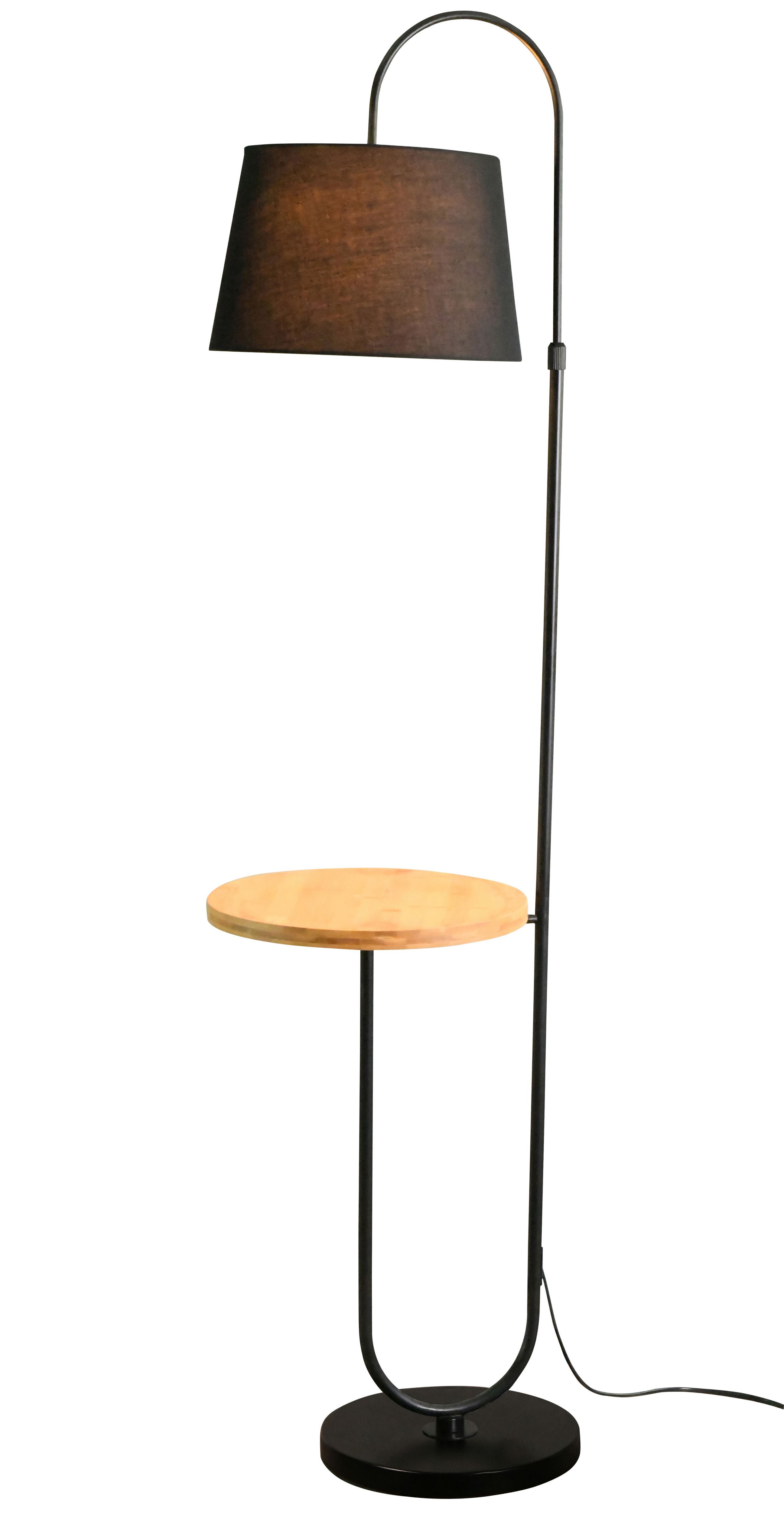 GoodHome Braintree Matt Black & natural LED Floor lamp