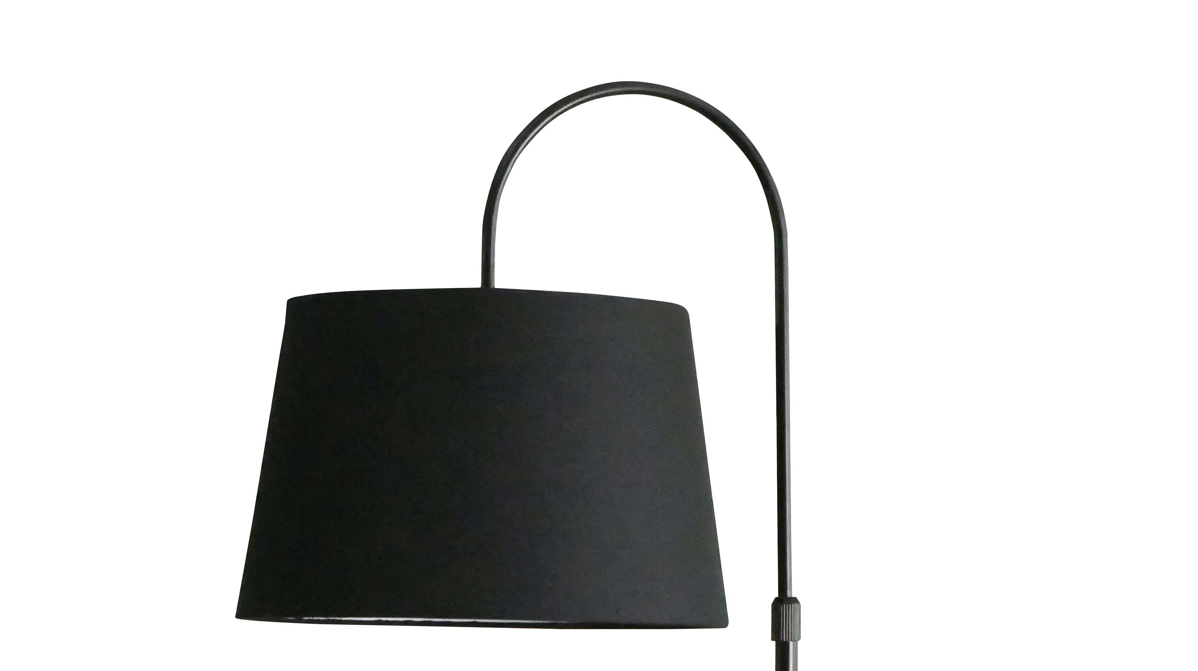 GoodHome Braintree Matt Black & natural LED Floor lamp