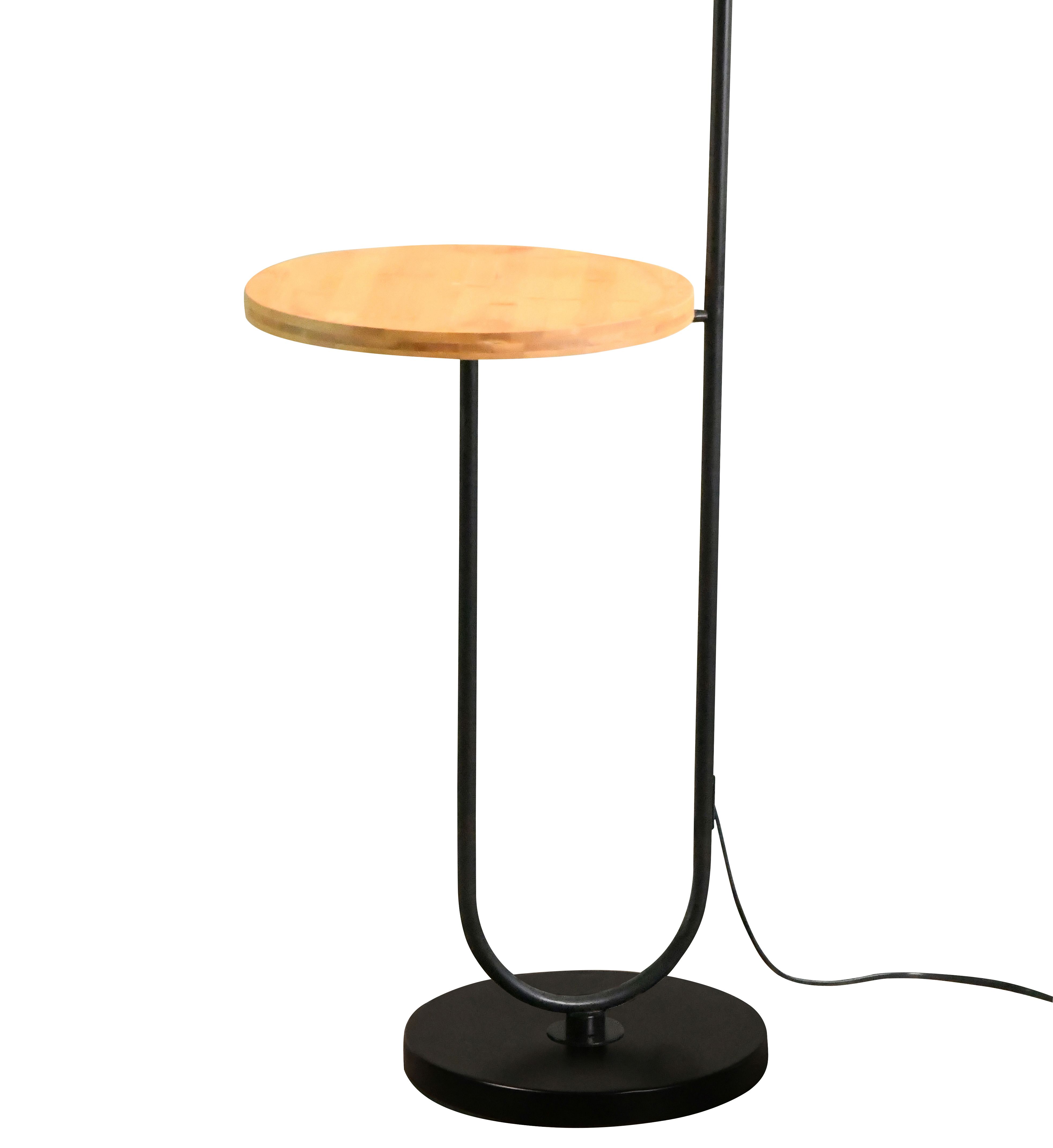 GoodHome Braintree Matt Black & natural LED Floor lamp