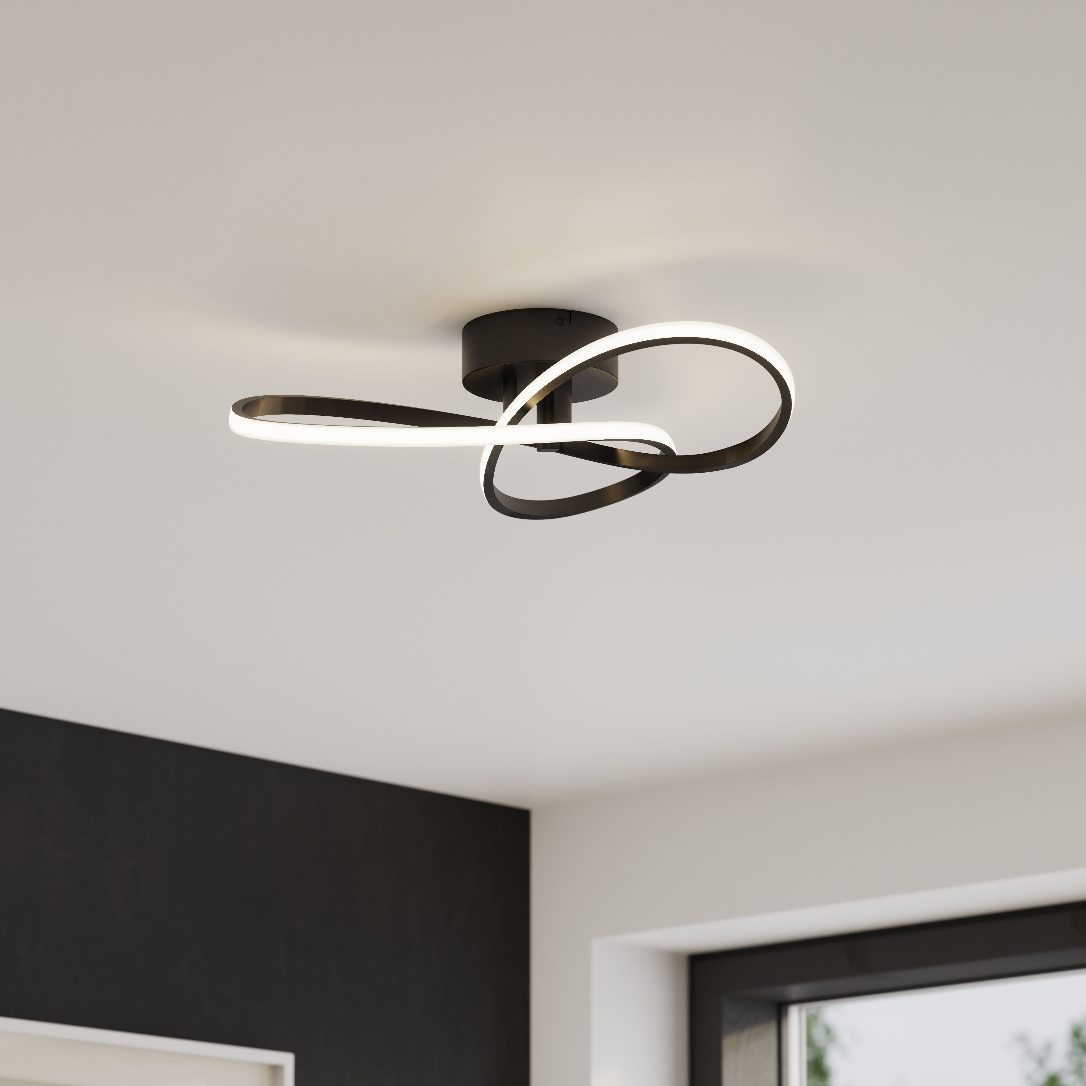 GoodHome Braxton Matt Metal & plastic Black LED Ceiling light