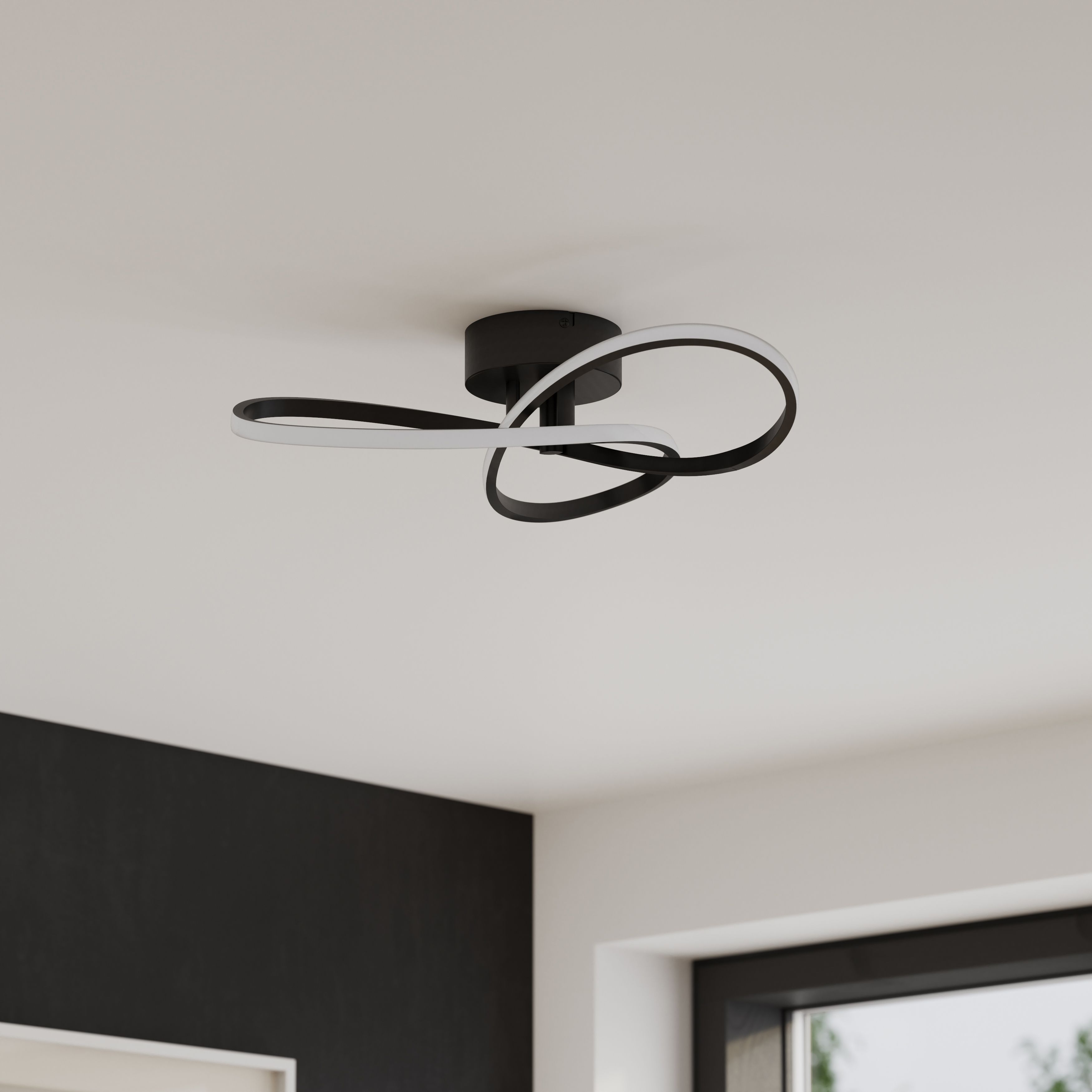 GoodHome Braxton Matt Metal & plastic Black LED Ceiling light