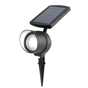 GoodHome bridger Black Solar-powered Integrated LED Outdoor Spotlight