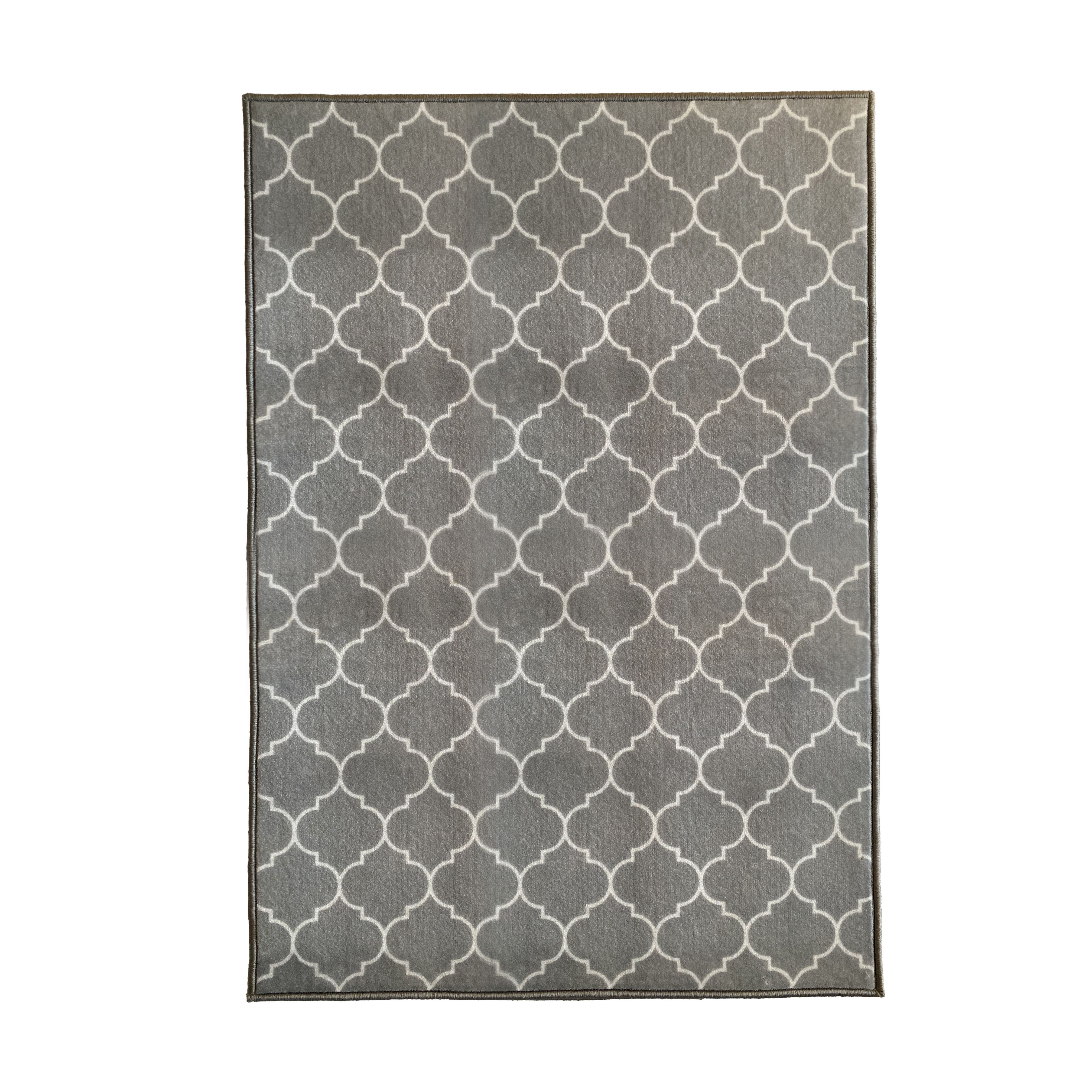 GoodHome Bromberg Grey & white Geometric Rug 120cmx80cm