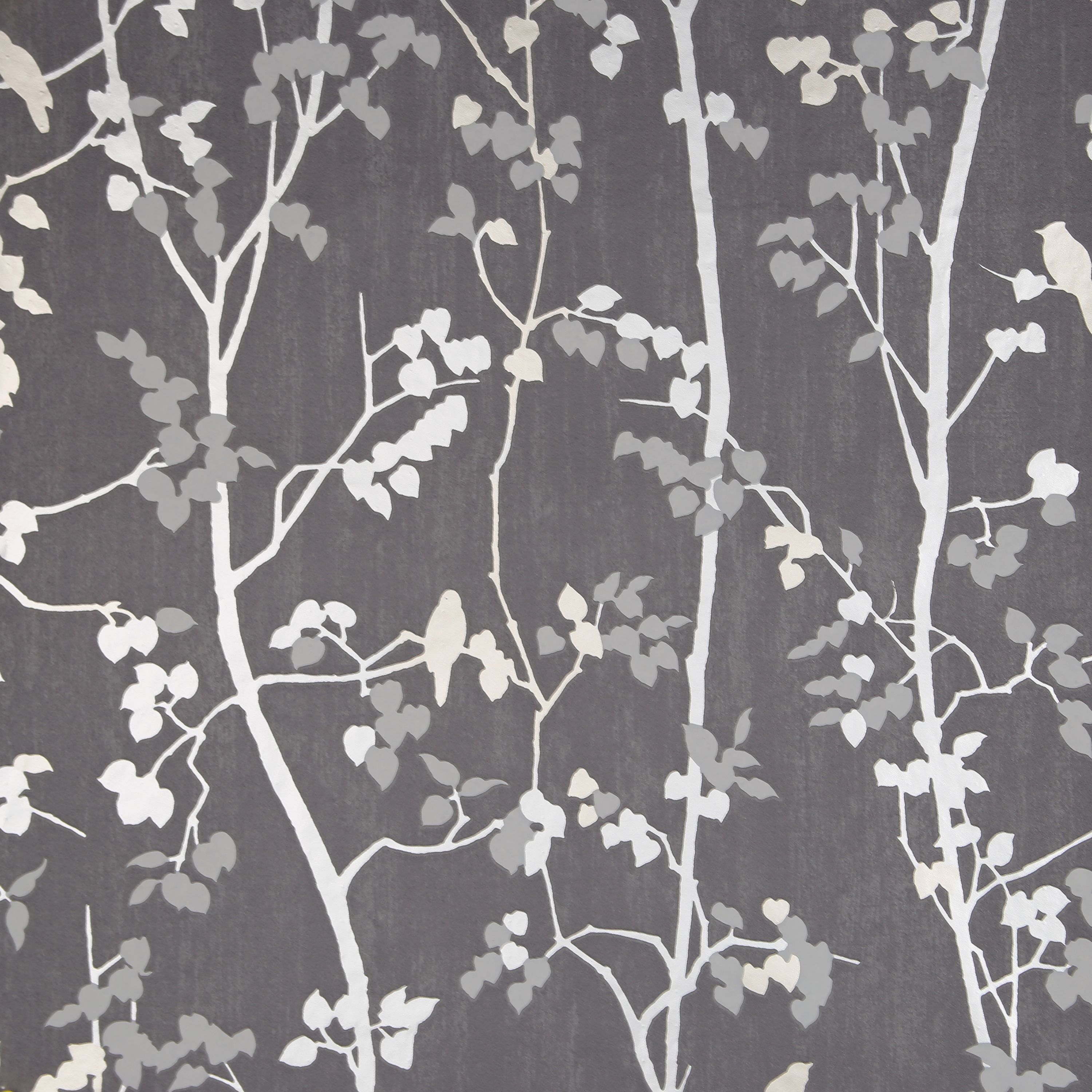 GoodHome Bromus Charcoal Floral Metallic effect Textured Wallpaper Sample