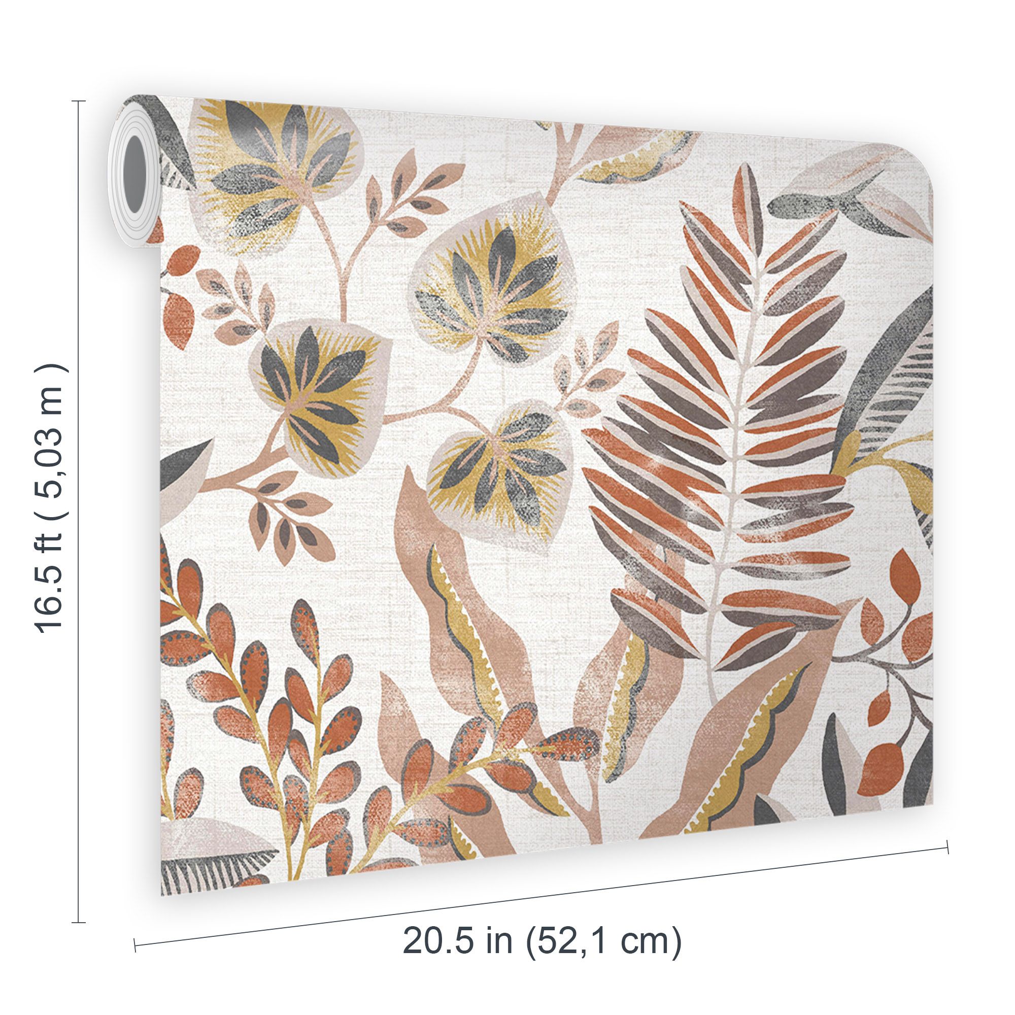 GoodHome Bronz Light beige Floral Textured Wallpaper Sample