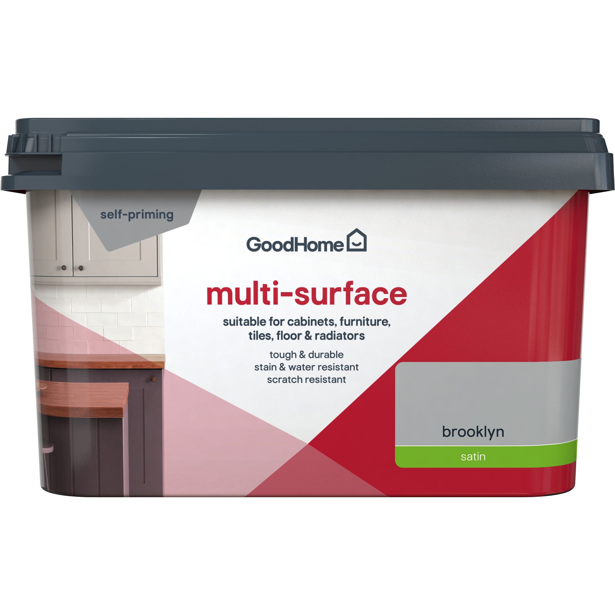 GoodHome Brooklyn Satin Multi-surface paint, 2L