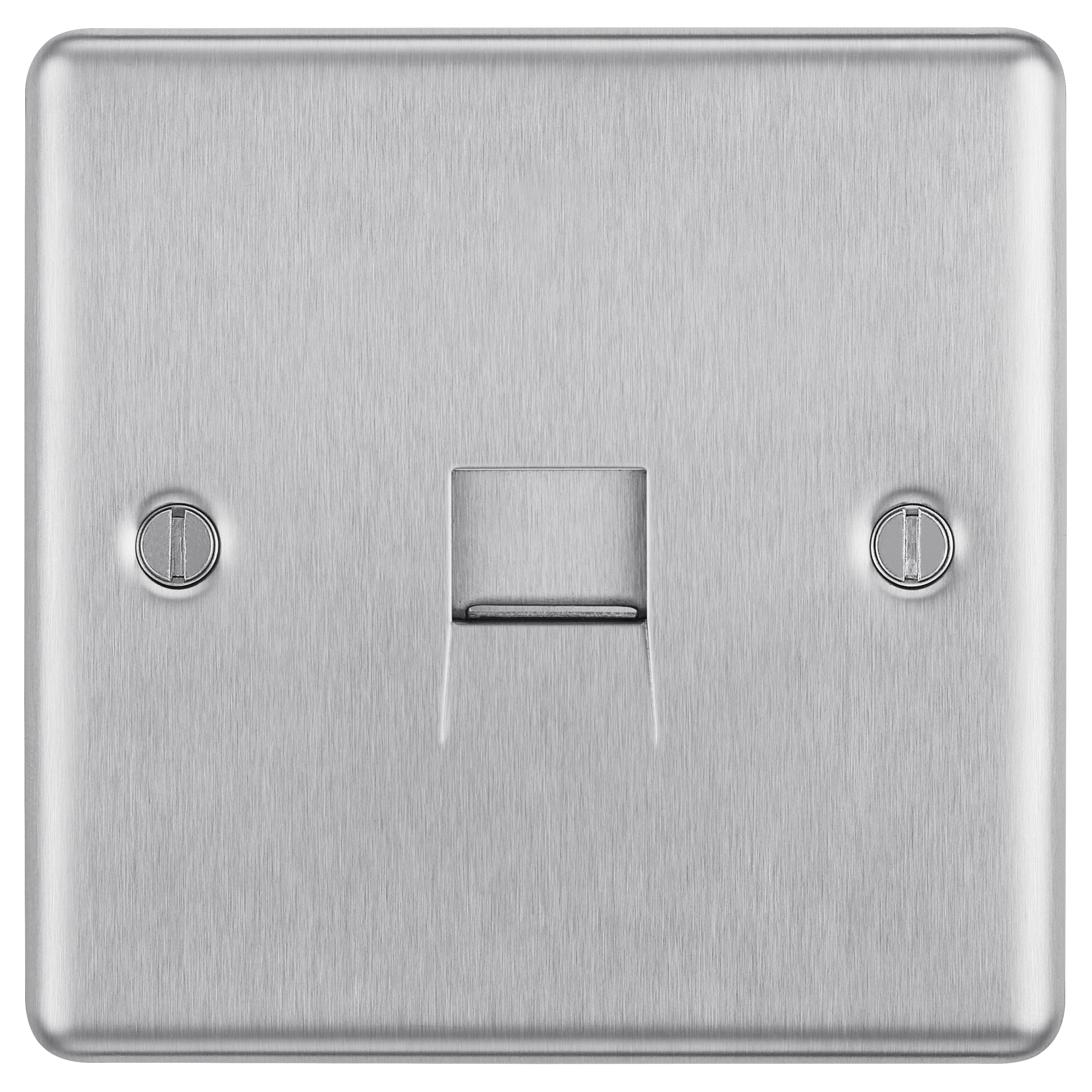 GoodHome Brushed Steel 1 gang Master telephone socket