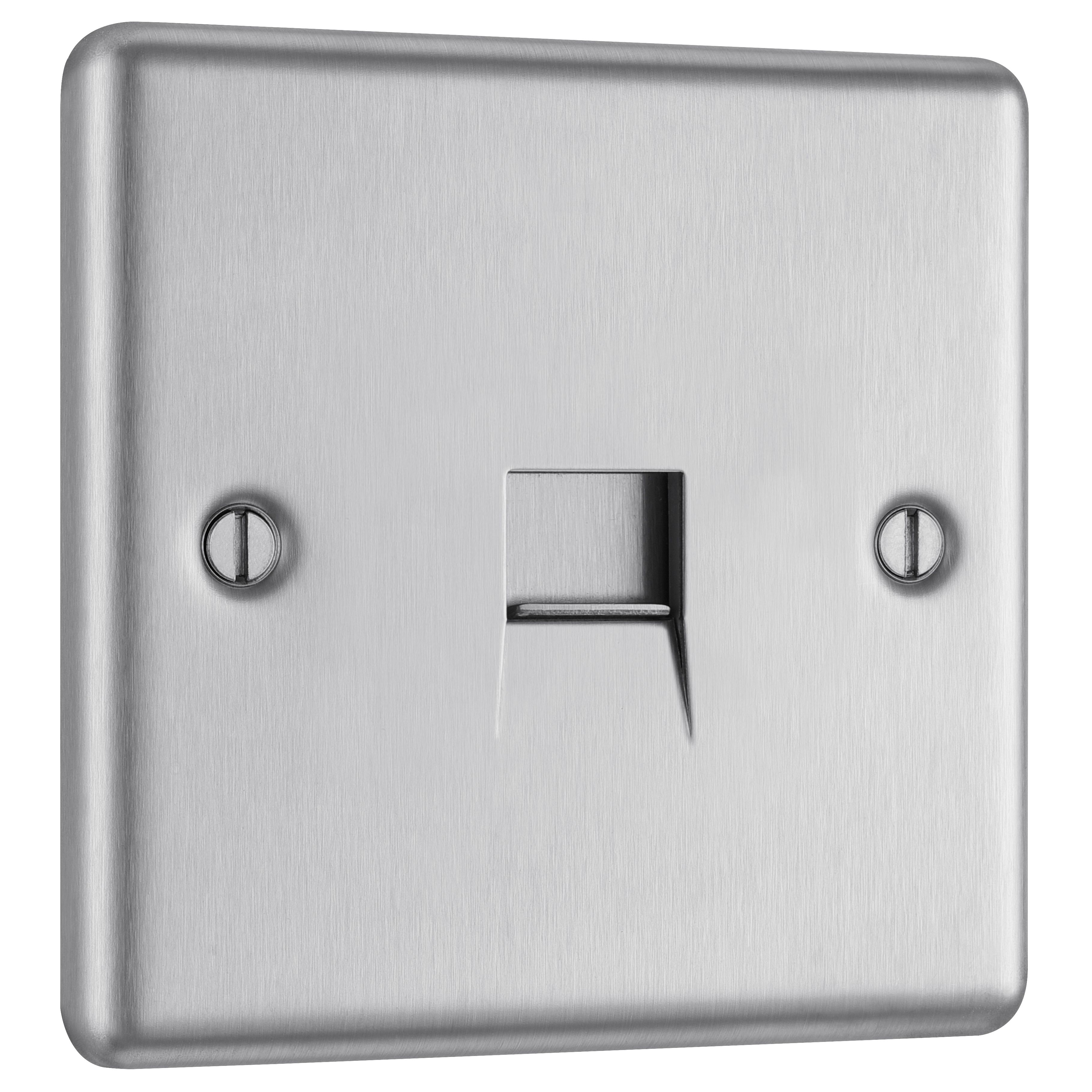 GoodHome Brushed Steel 1 gang Master telephone socket