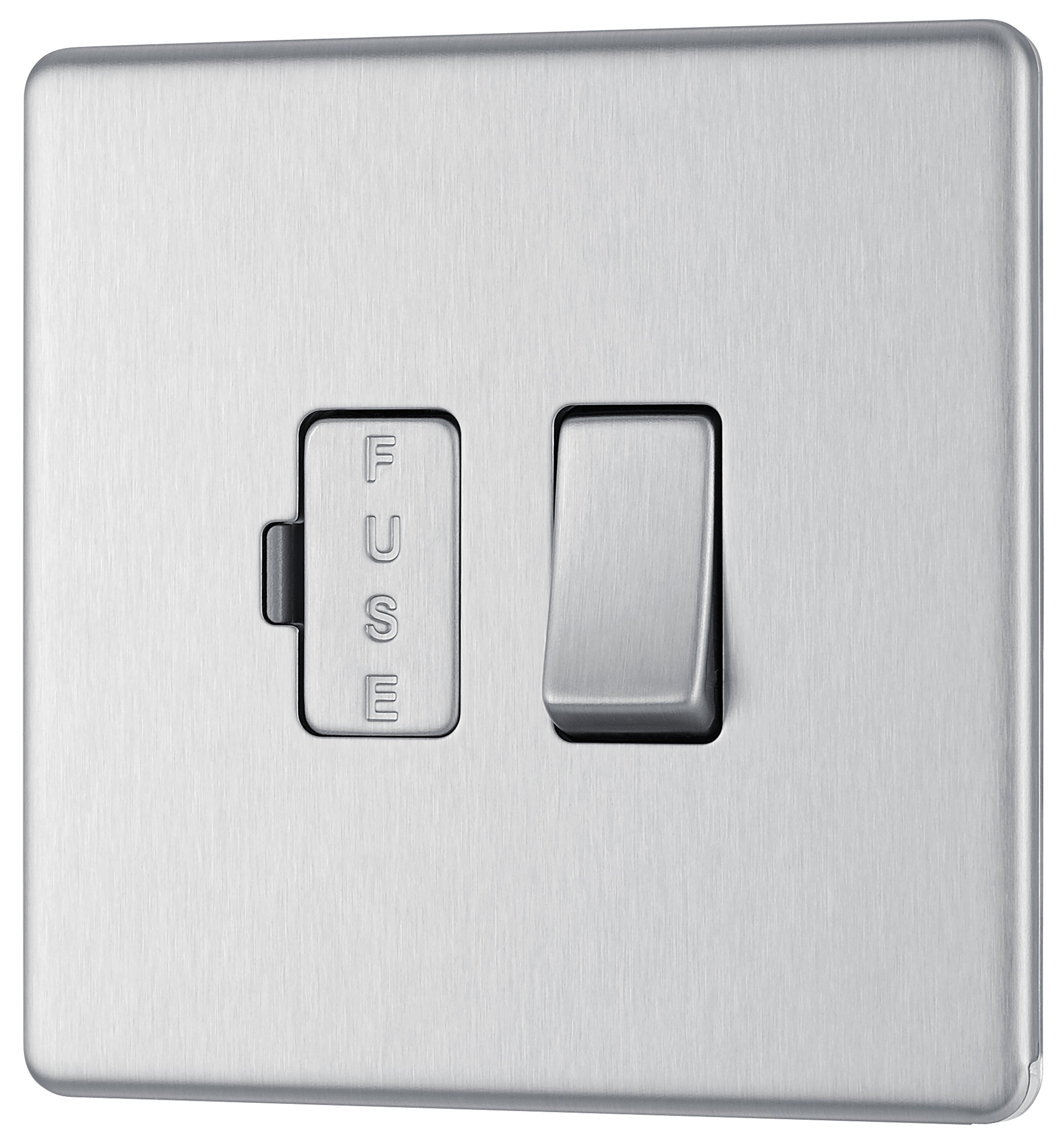 GoodHome Brushed Steel 13A 2 way Flat profile Screwless Switched Fused connection unit
