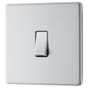 GoodHome Brushed Steel 20A 2 way 1 gang Light Screwless Switch