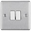 GoodHome Brushed Steel 20A 2 way 2 gang Light Switch