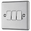 GoodHome Brushed Steel 20A 2 way 3 gang Light Switch