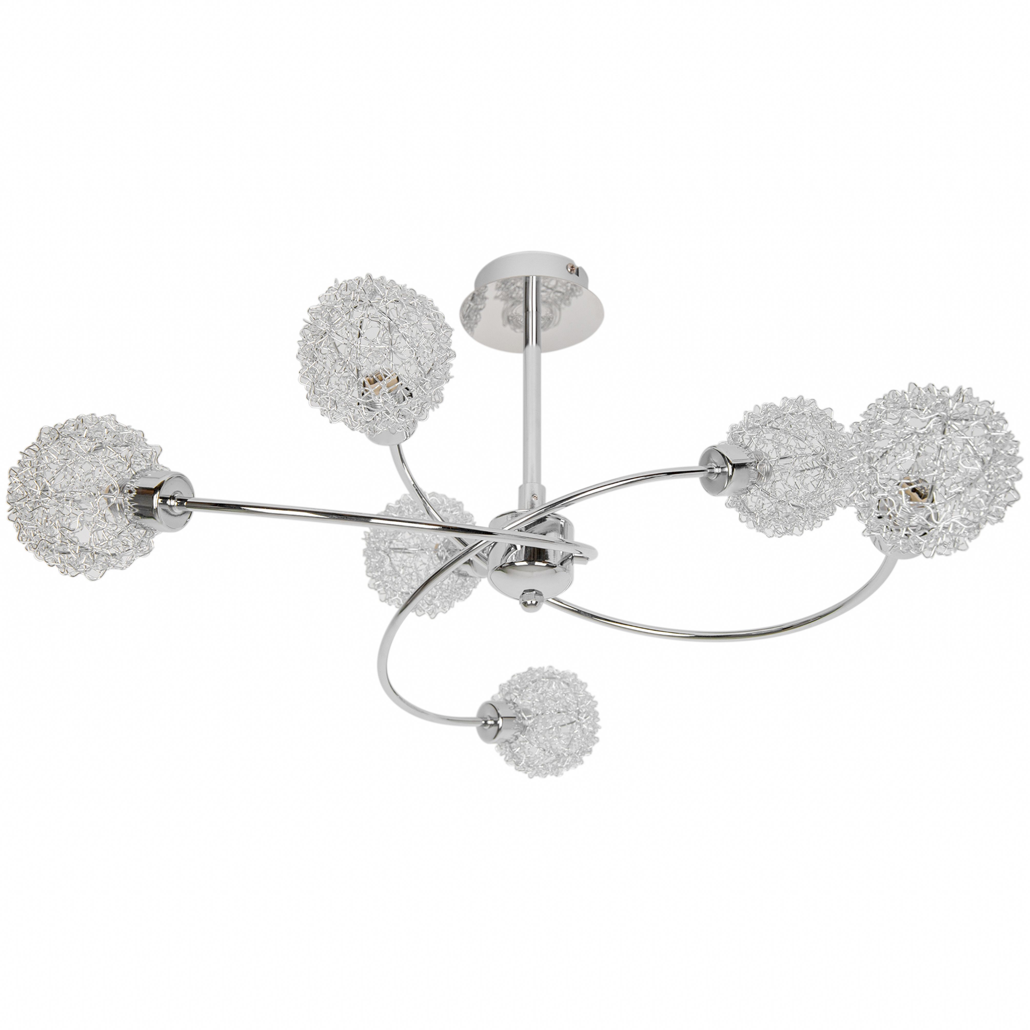 GoodHome Caelus Spiral Metal Chrome effect 6 Lamp Ceiling light