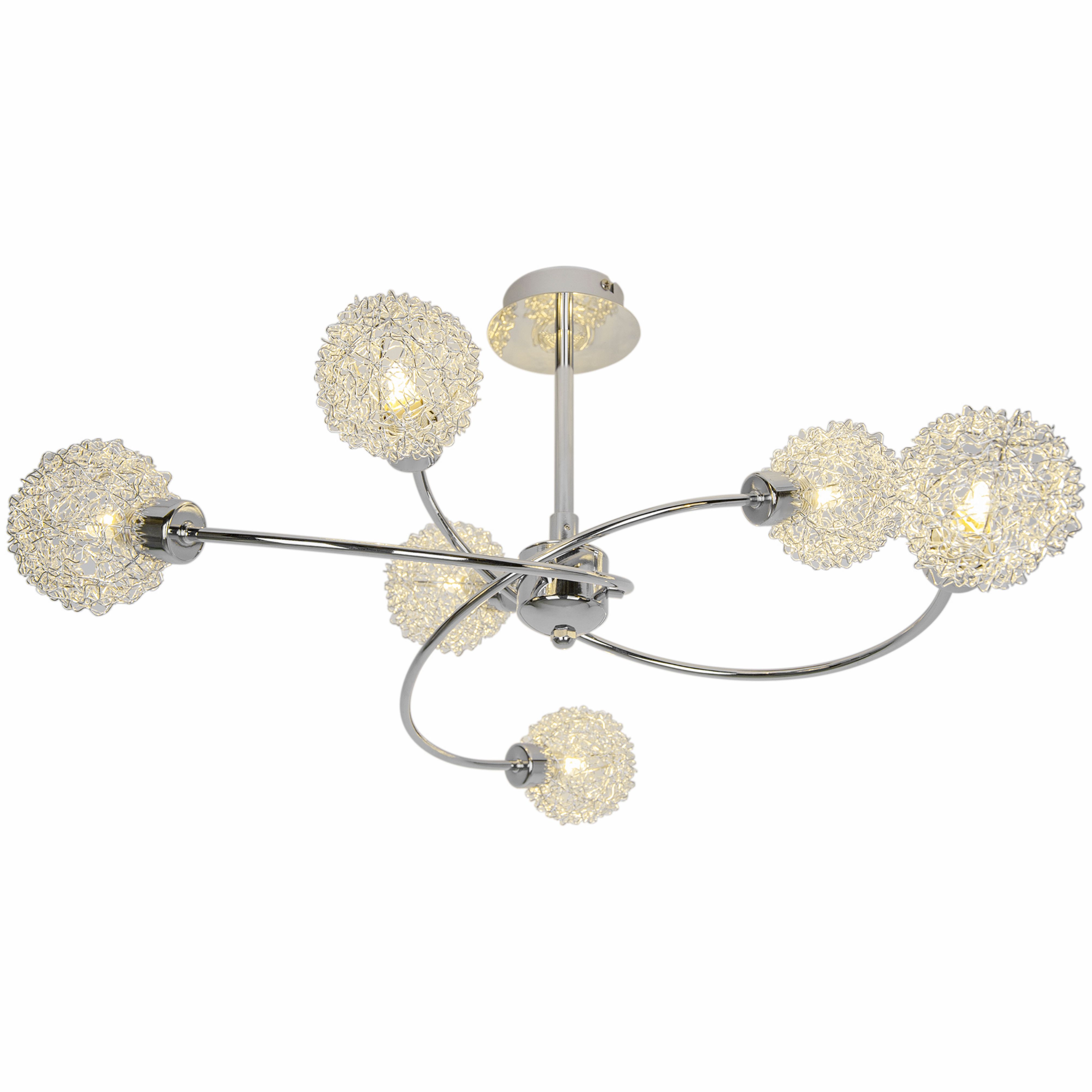 GoodHome Caelus Spiral Metal Chrome effect 6 Lamp Ceiling light