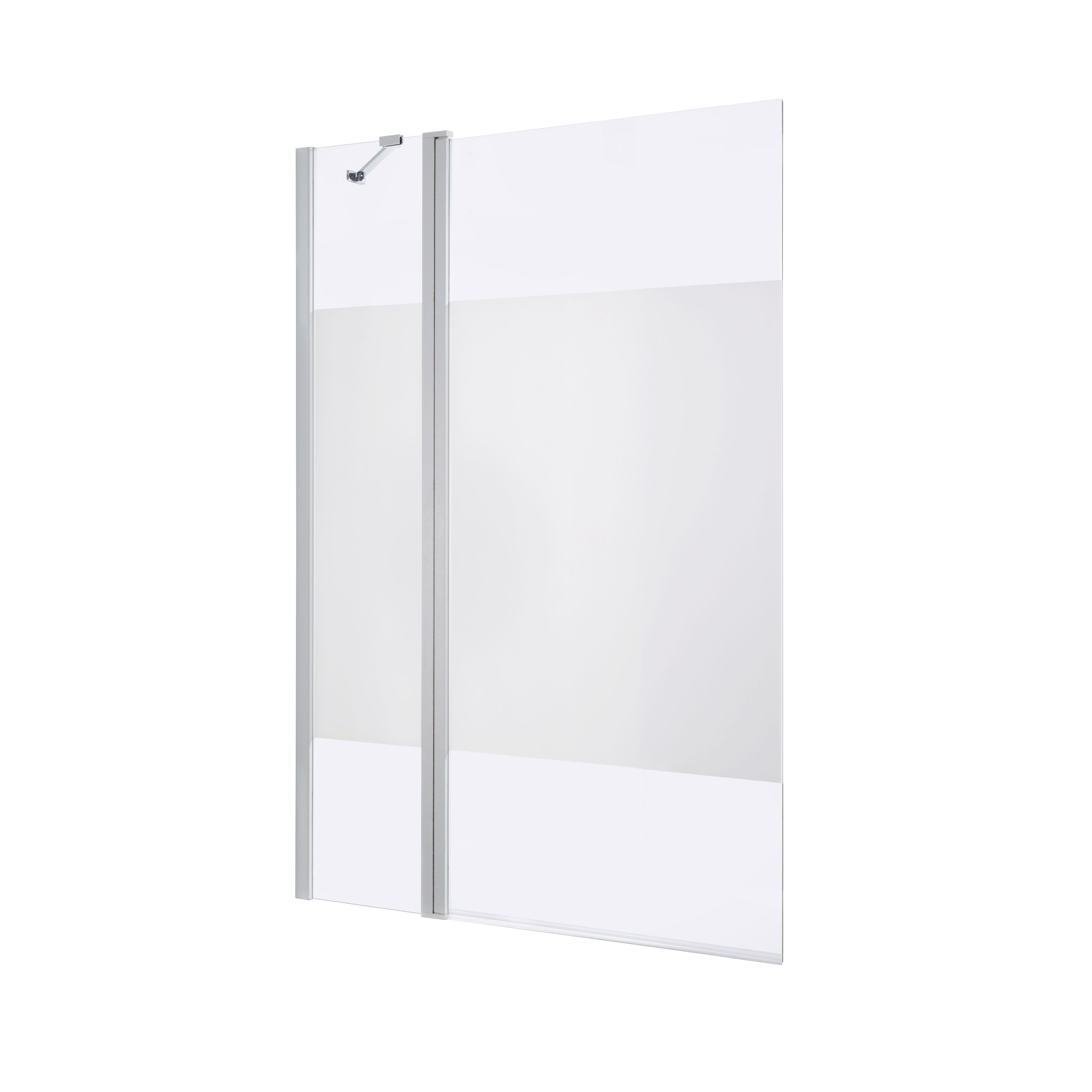 GoodHome Calera Straight White Chrome effect frame Bath screen, (H)140cm (W)1040mm