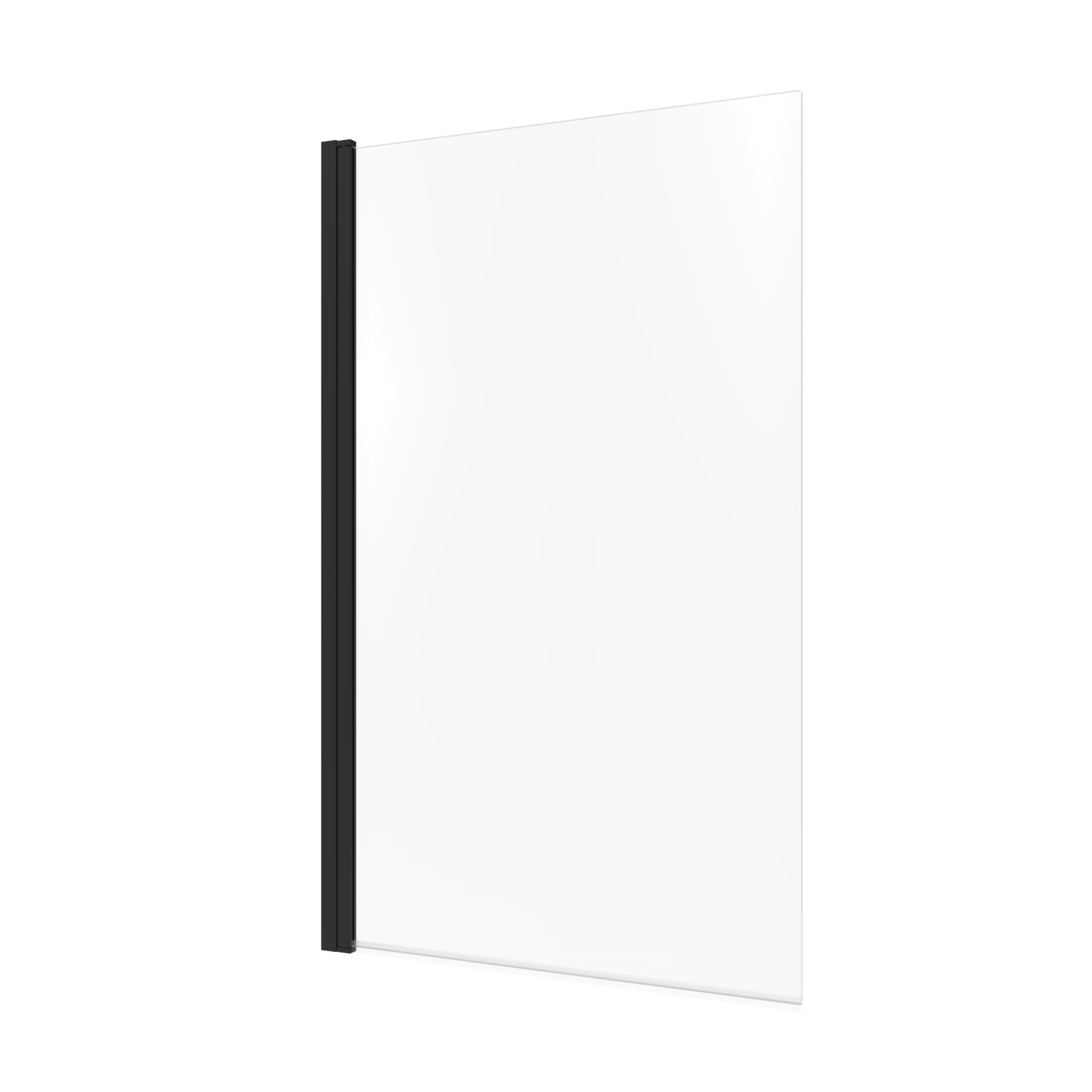 GoodHome Calera Transparent Straight Black Bath screen, (H)140cm (W)850mm