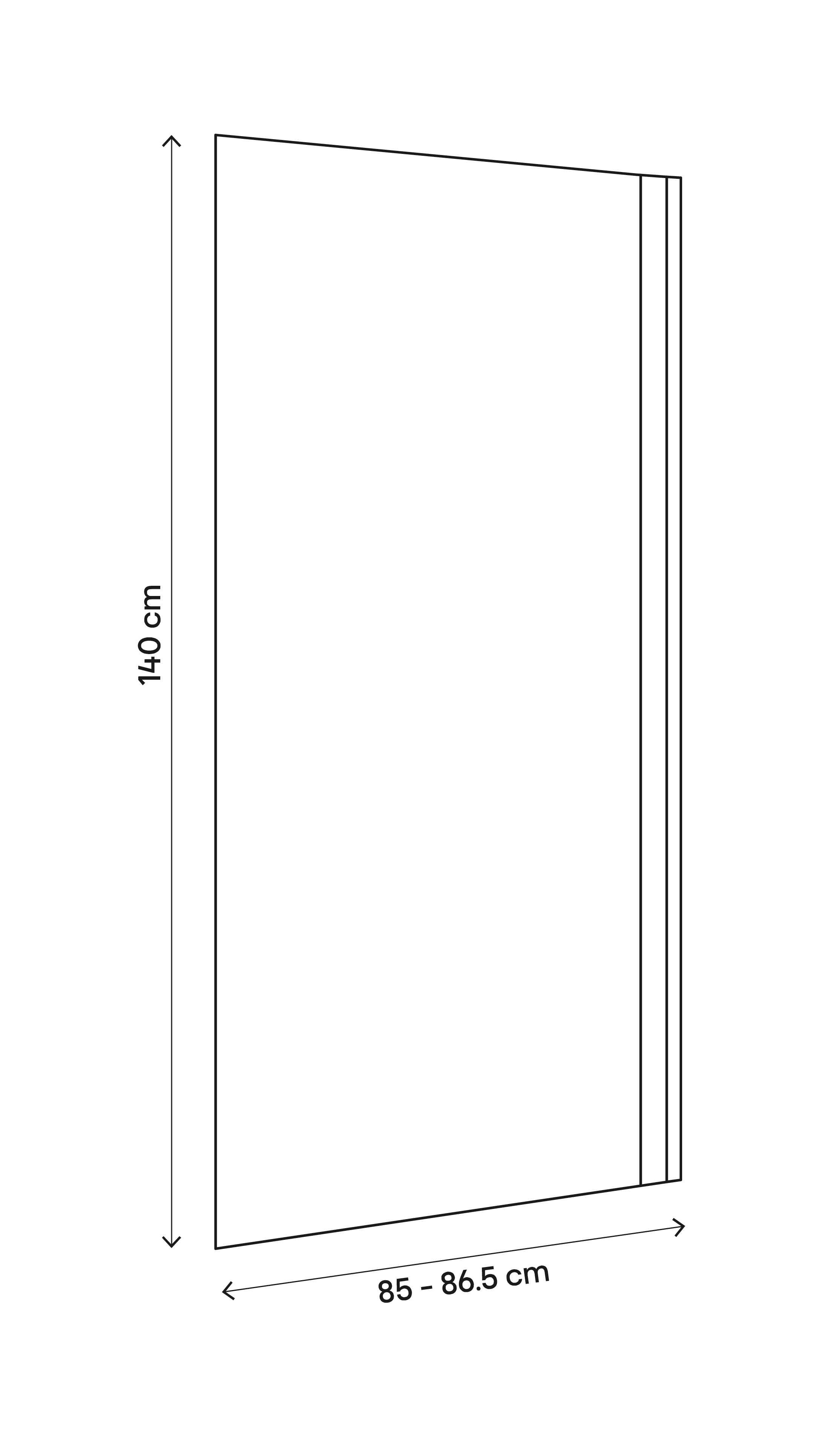 GoodHome Calera Transparent Straight Black Bath screen, (H)140cm (W)850mm