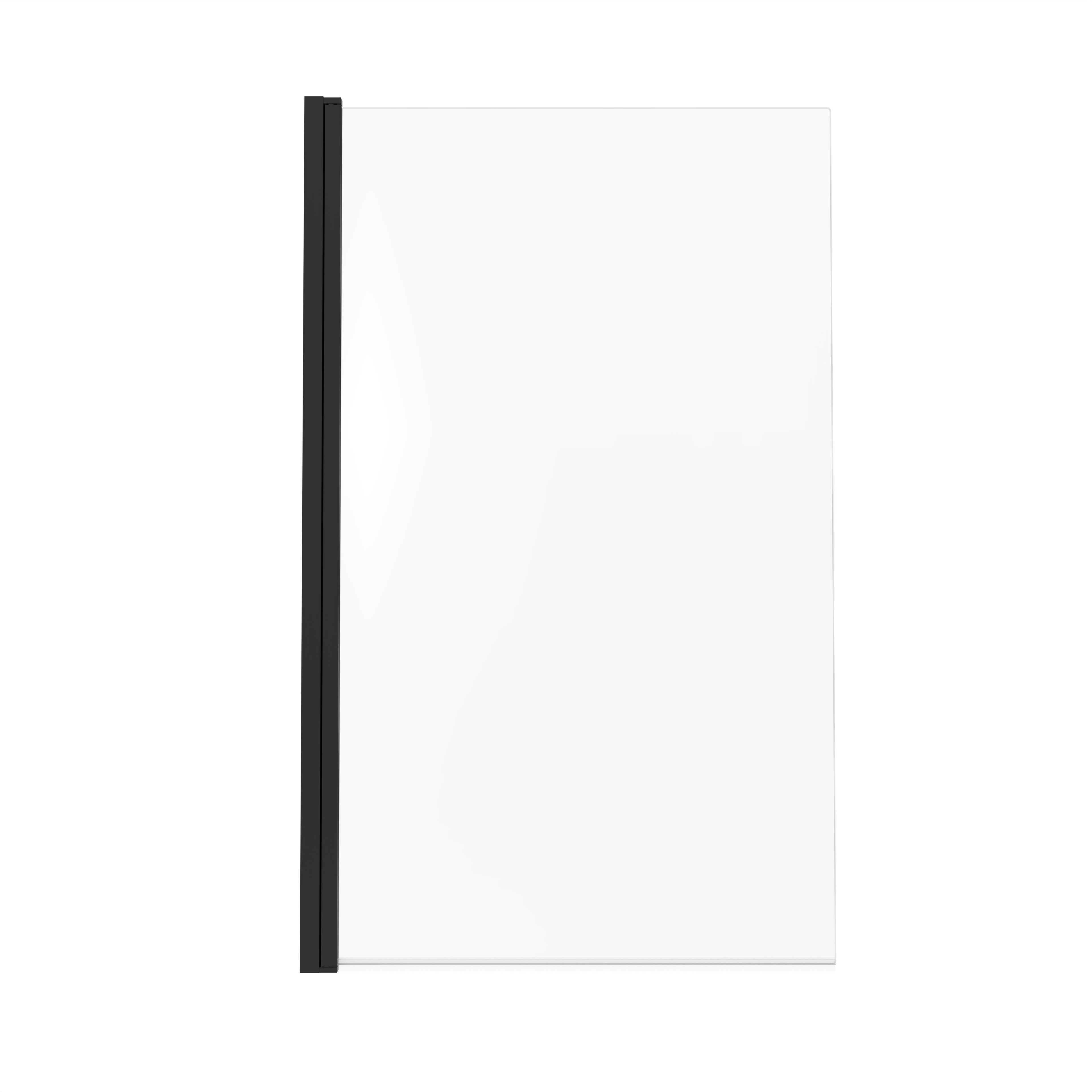 GoodHome Calera Transparent Straight Black Bath screen, (H)140cm (W)850mm