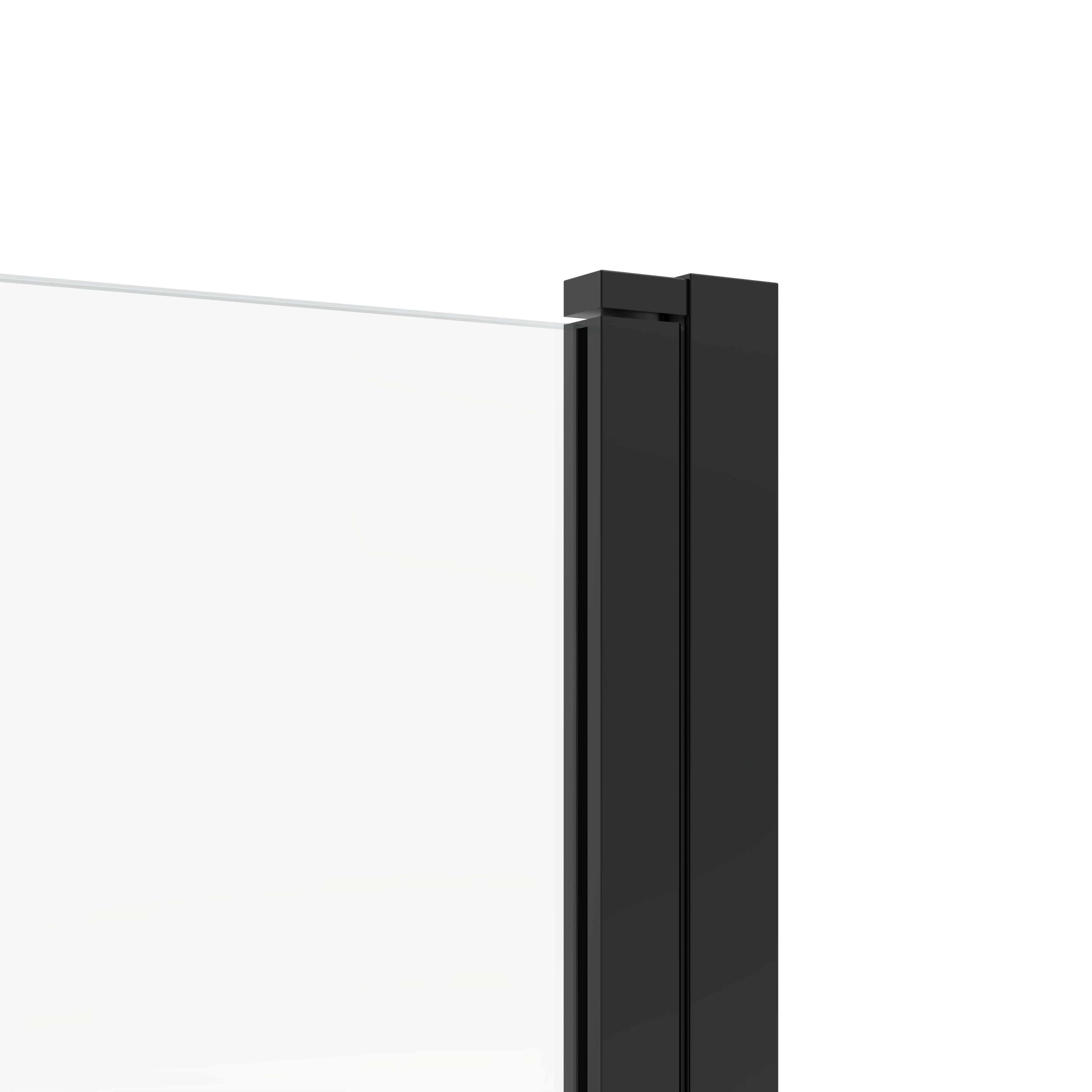 GoodHome Calera Transparent Straight Black Bath screen, (H)140cm (W)850mm
