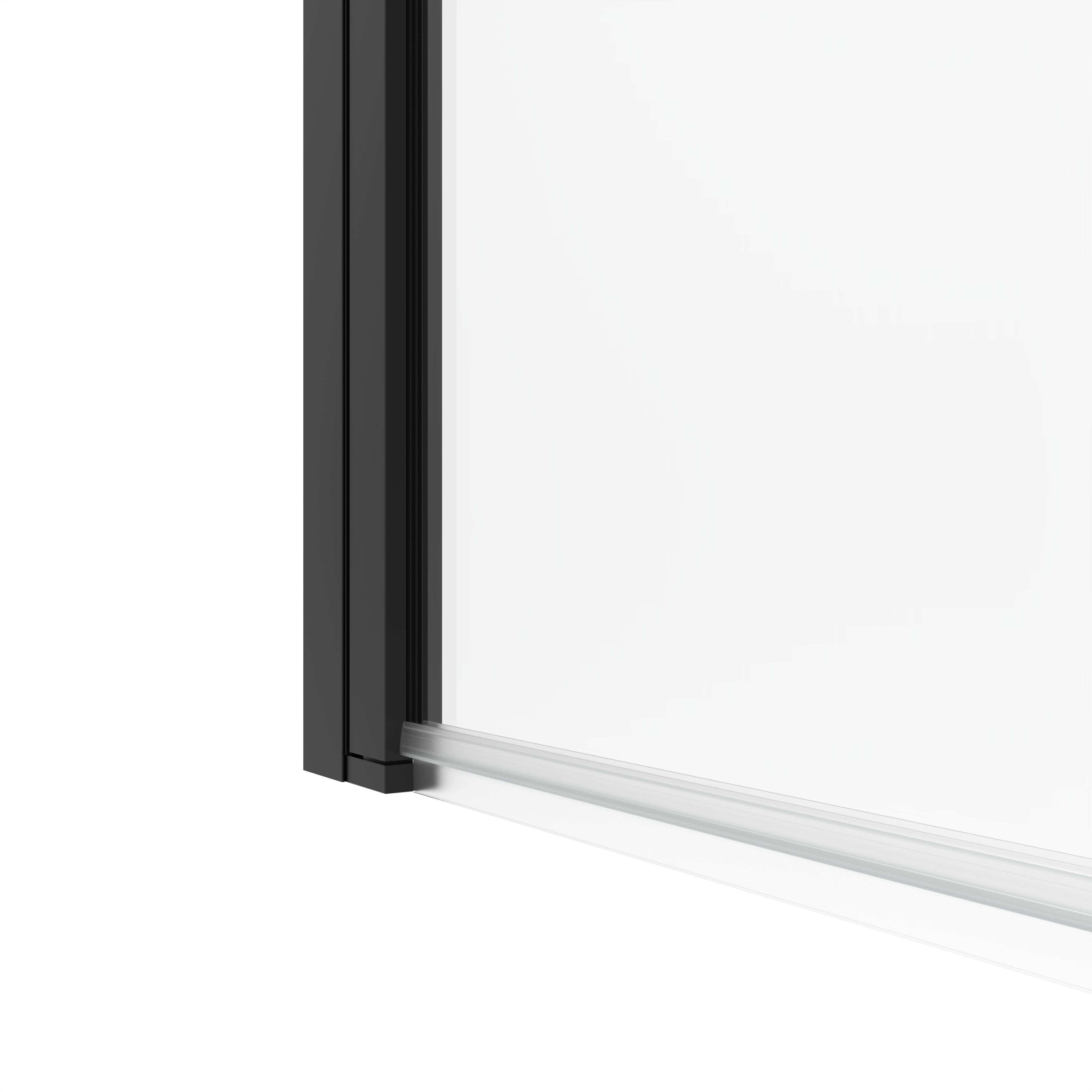 GoodHome Calera Transparent Straight Black Bath screen, (H)140cm (W)850mm