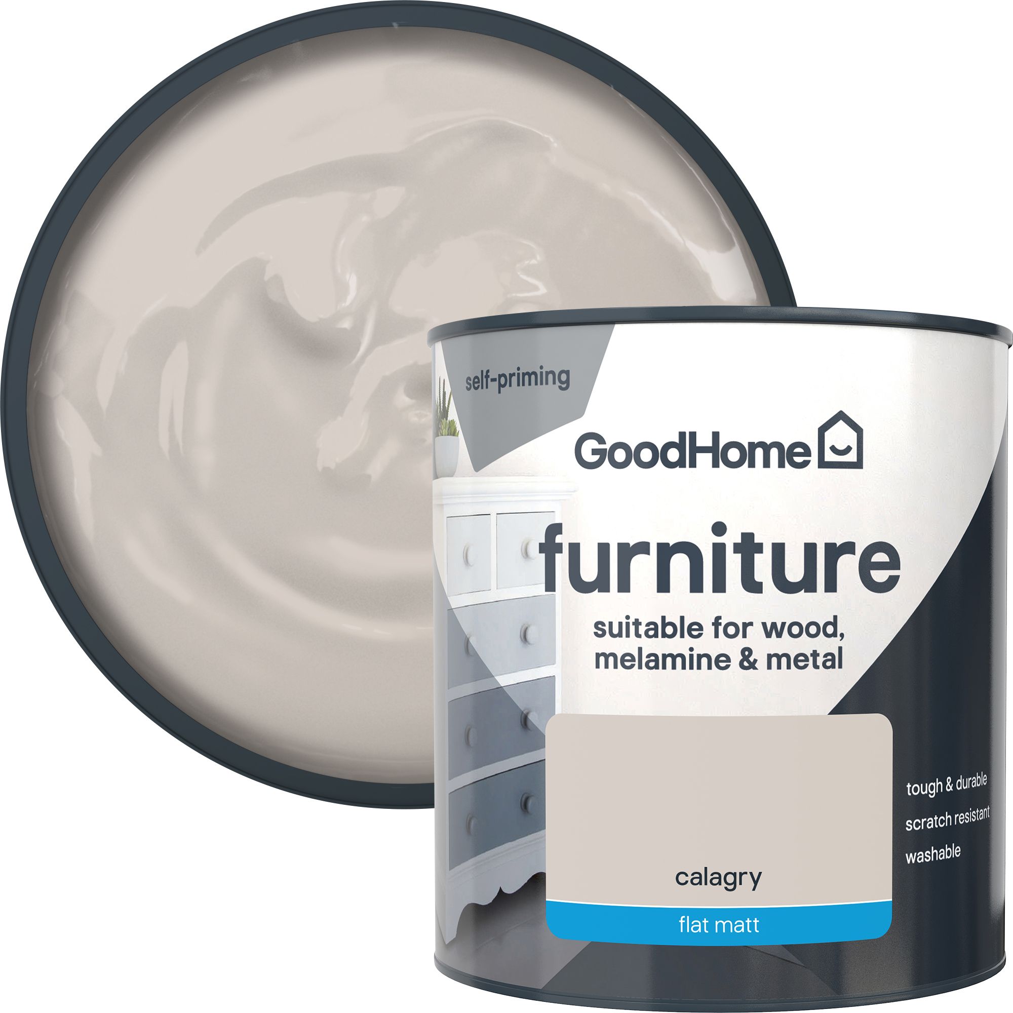 GoodHome Calgary Flat matt Furniture paint, 500ml