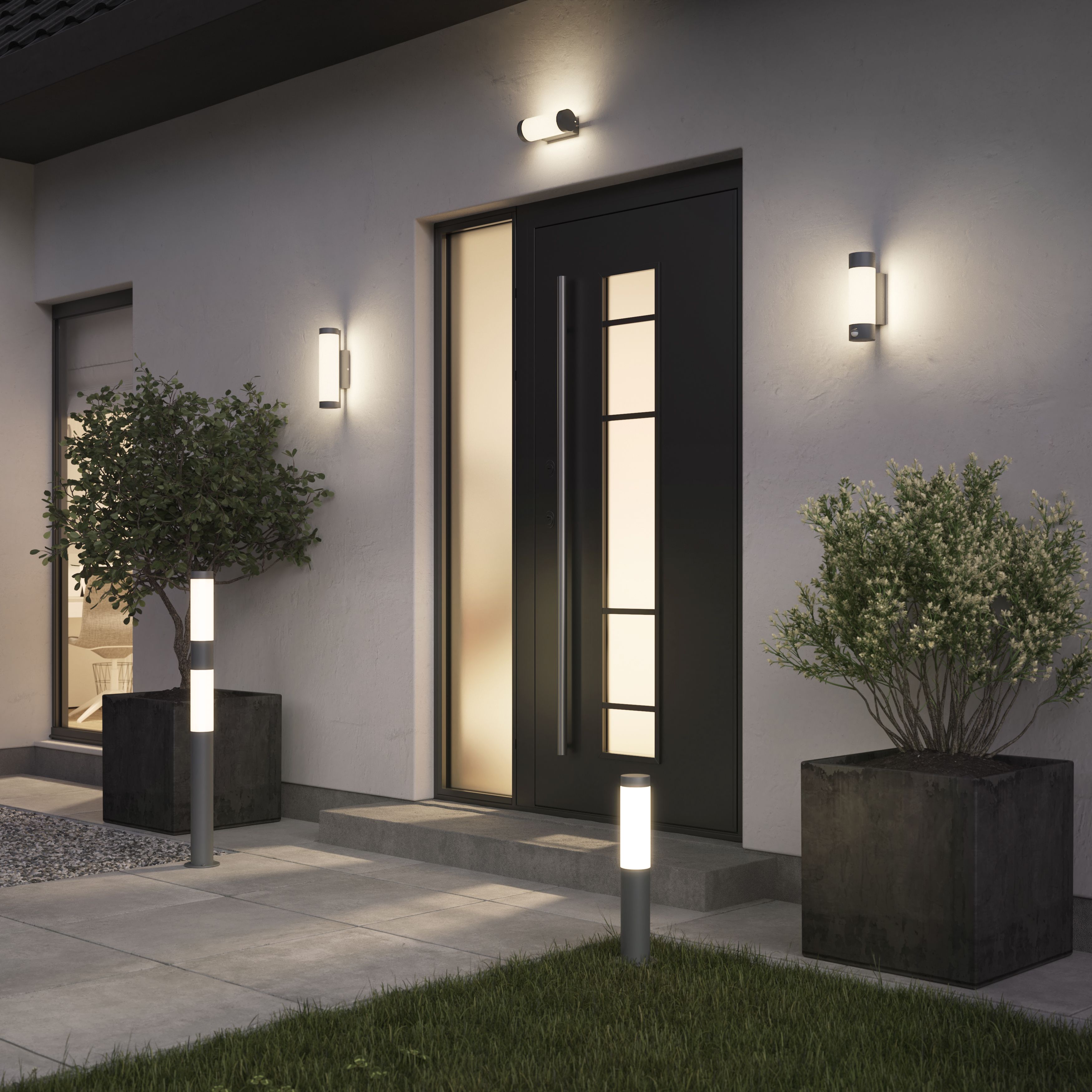 GoodHome Callisto Dark grey Mains-powered 1 lamp Integrated LED Outdoor Post light (H)1000mm
