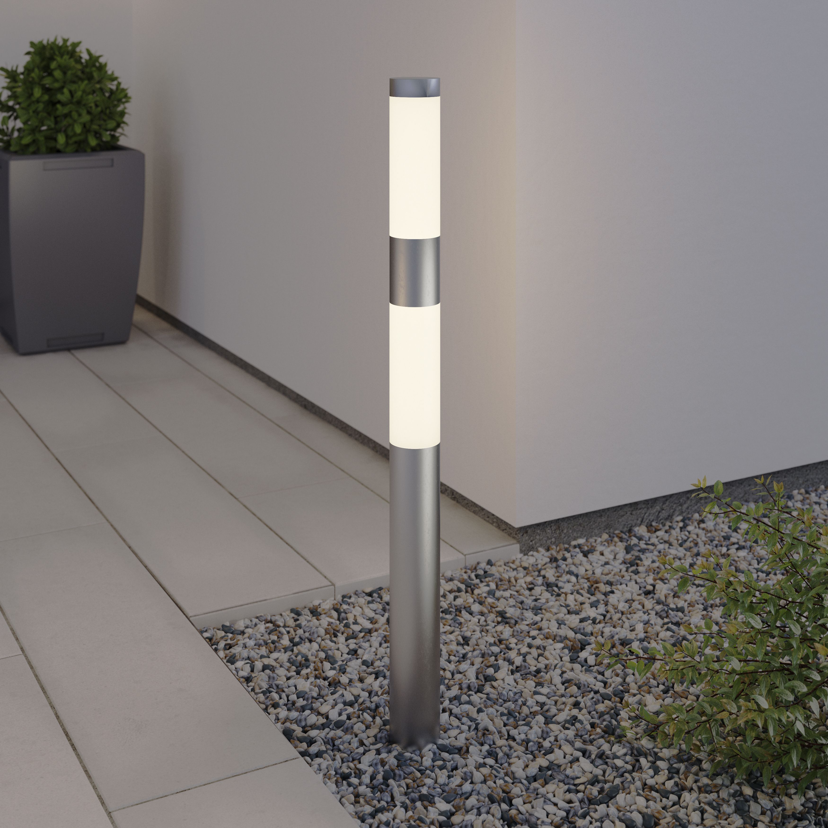 GoodHome Callisto Stainless steel Mains-powered 1 lamp Integrated LED Outdoor Post light (H)1000mm