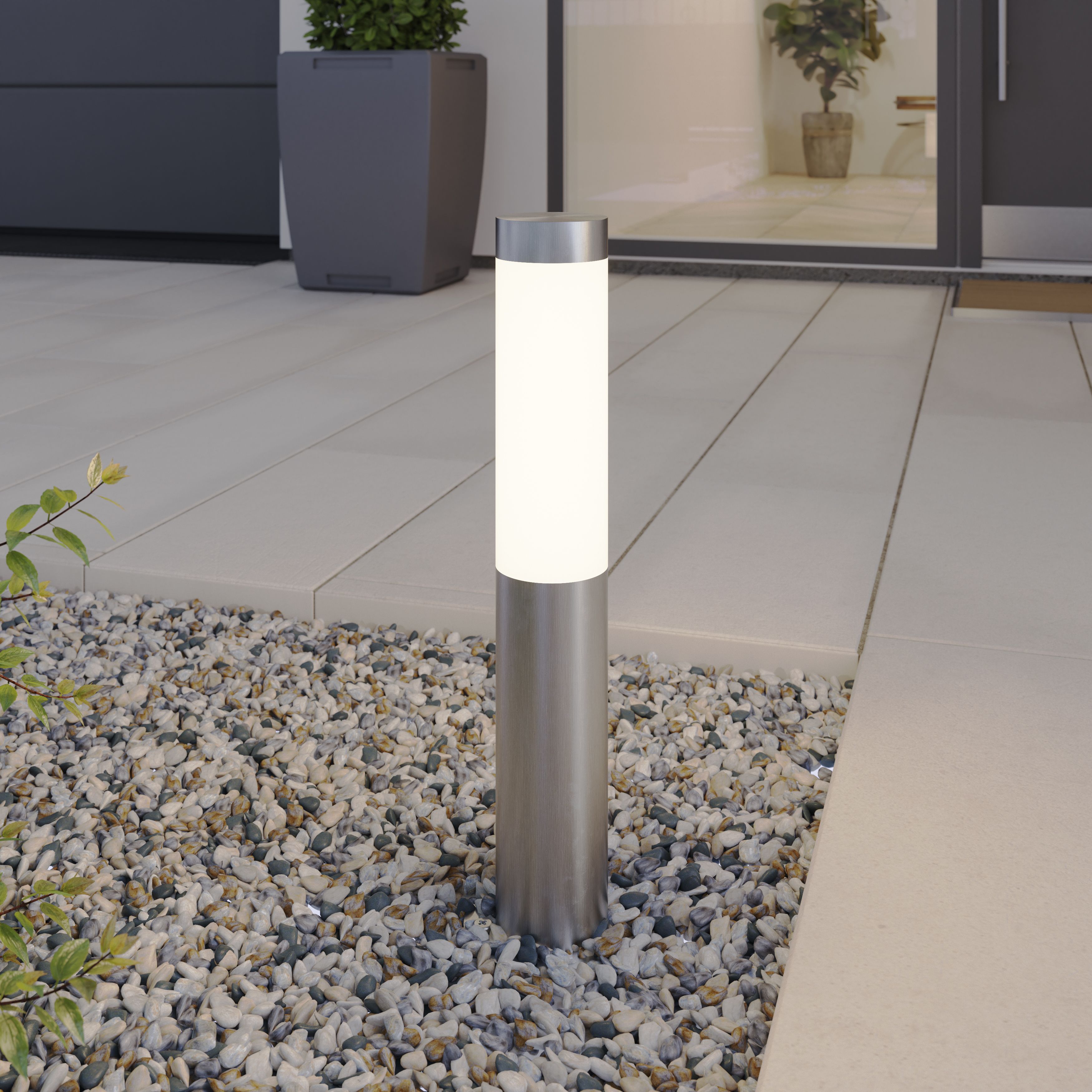 GoodHome Callisto Stainless steel Mains-powered 1 lamp Integrated LED Outdoor Post light (H)480mm