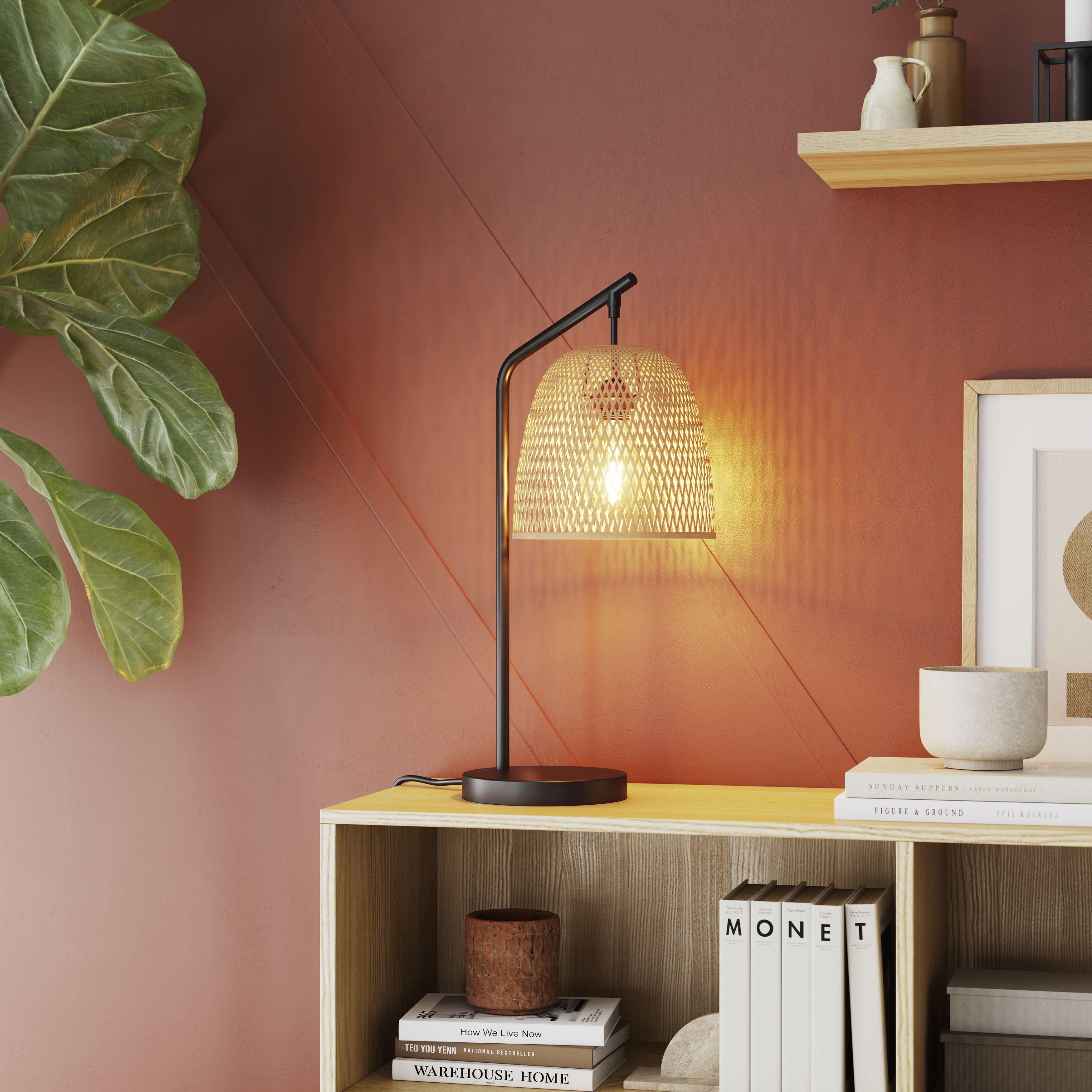 GoodHome Calume Natural Eco halogen Table lamp