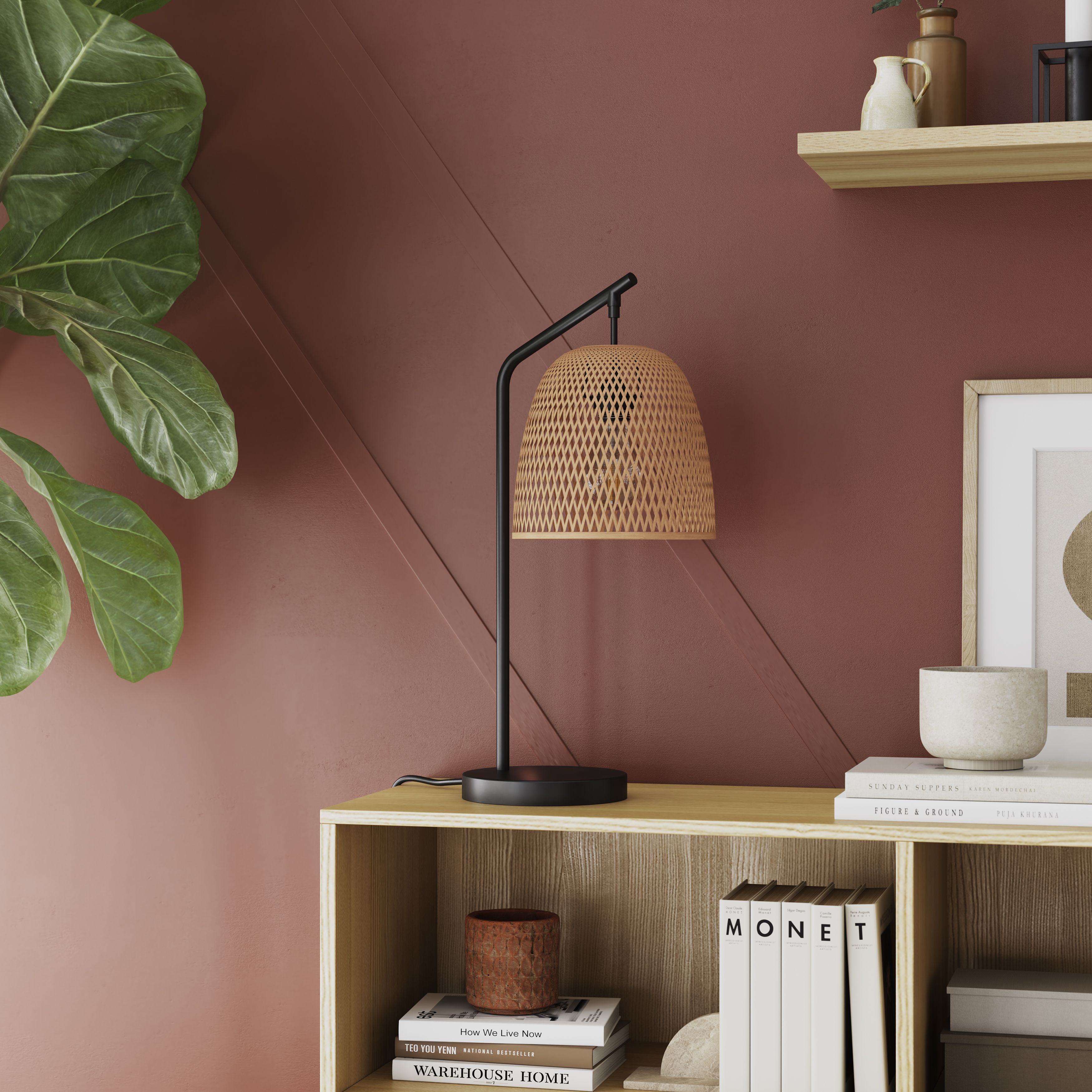 GoodHome Calume Natural Eco halogen Table lamp