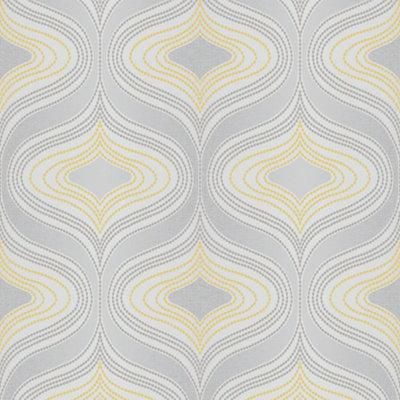 GoodHome Calveley Grey & yellow Glitter & mica effect Diamond Textured Wallpaper