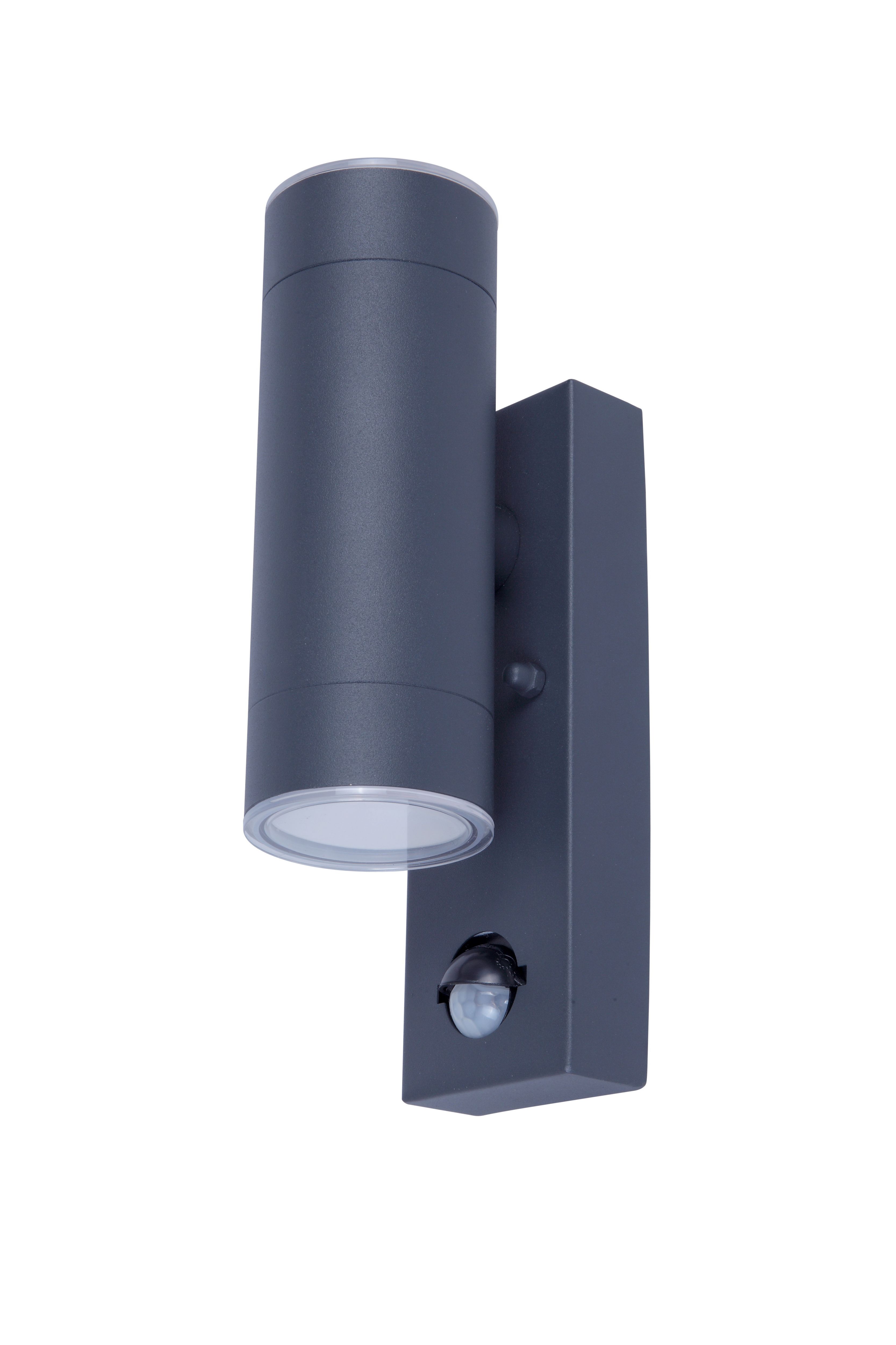 Blooma Dryden Gloss Charcoal grey LED PIR Motion sensor Outdoor Wall light Tradepoint