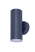GoodHome Candiac Fixed Matt Dark grey Mains-powered Integrated LED Outdoor Double Wall light 760lm (Dia)6cm