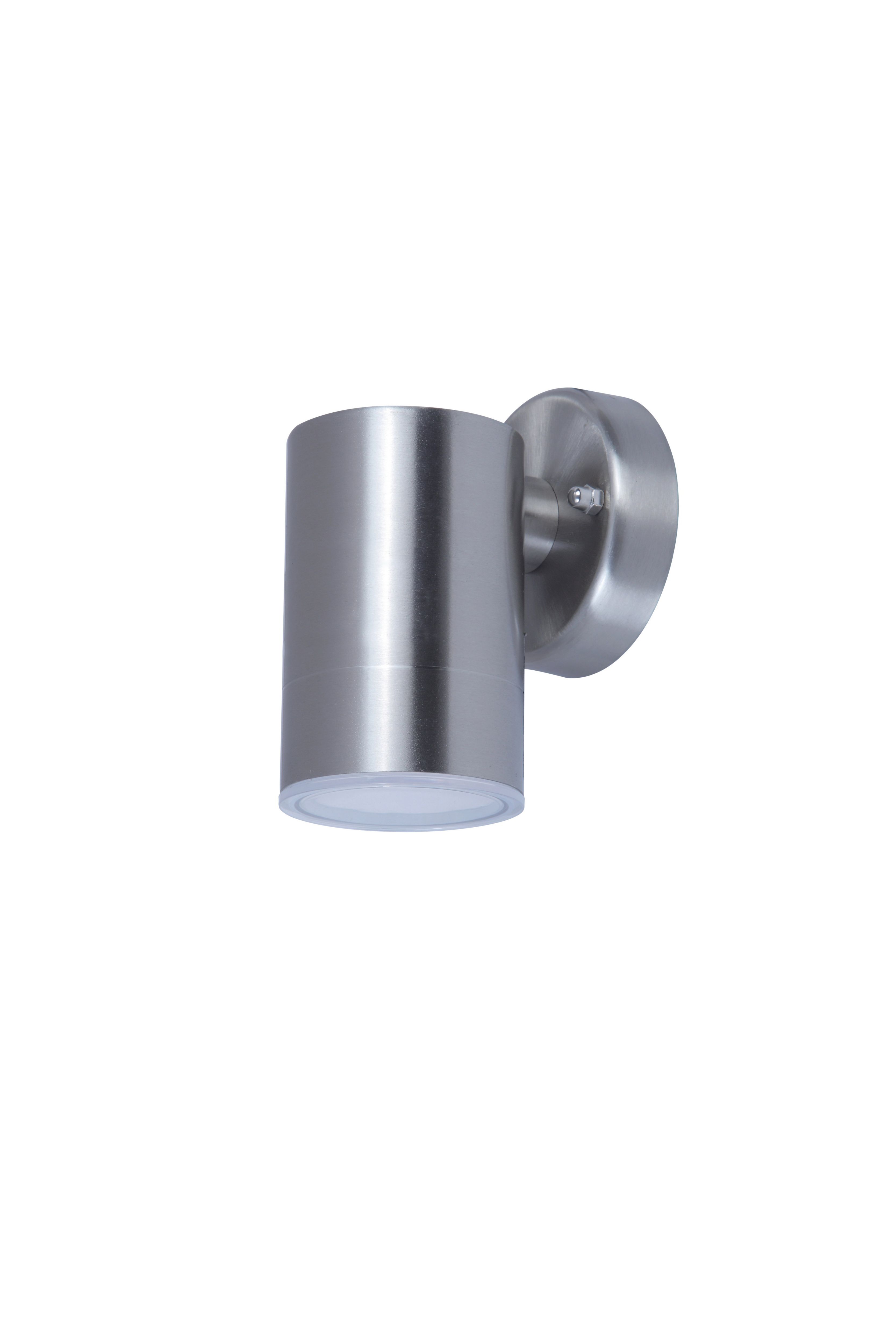 GoodHome Candiac Fixed Stainless steel Mains-powered Integrated LED Outdoor Wall light 380lm (Dia)6cm