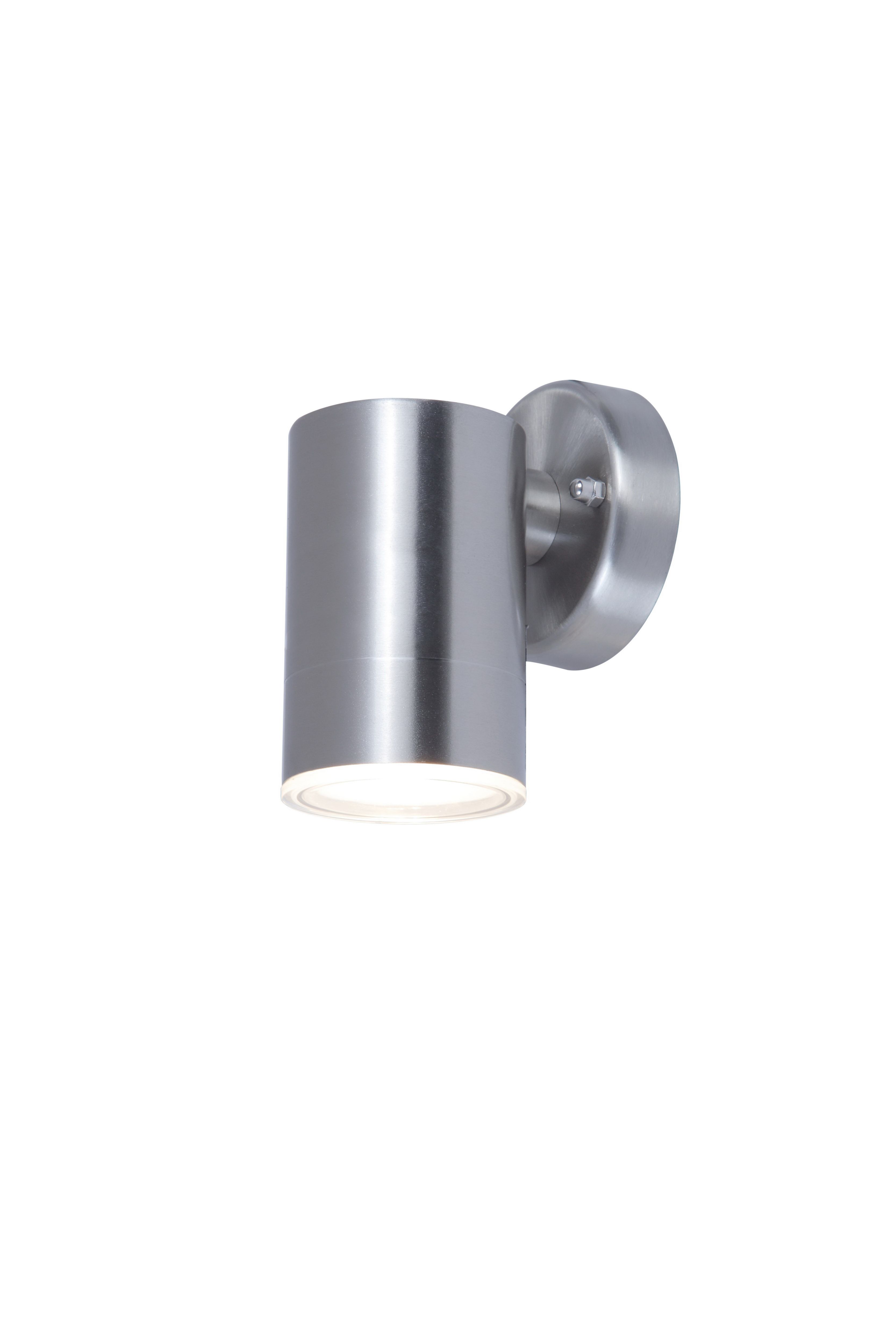 GoodHome Candiac Fixed Stainless steel Mains-powered Integrated LED Outdoor Wall light 380lm (Dia)6cm