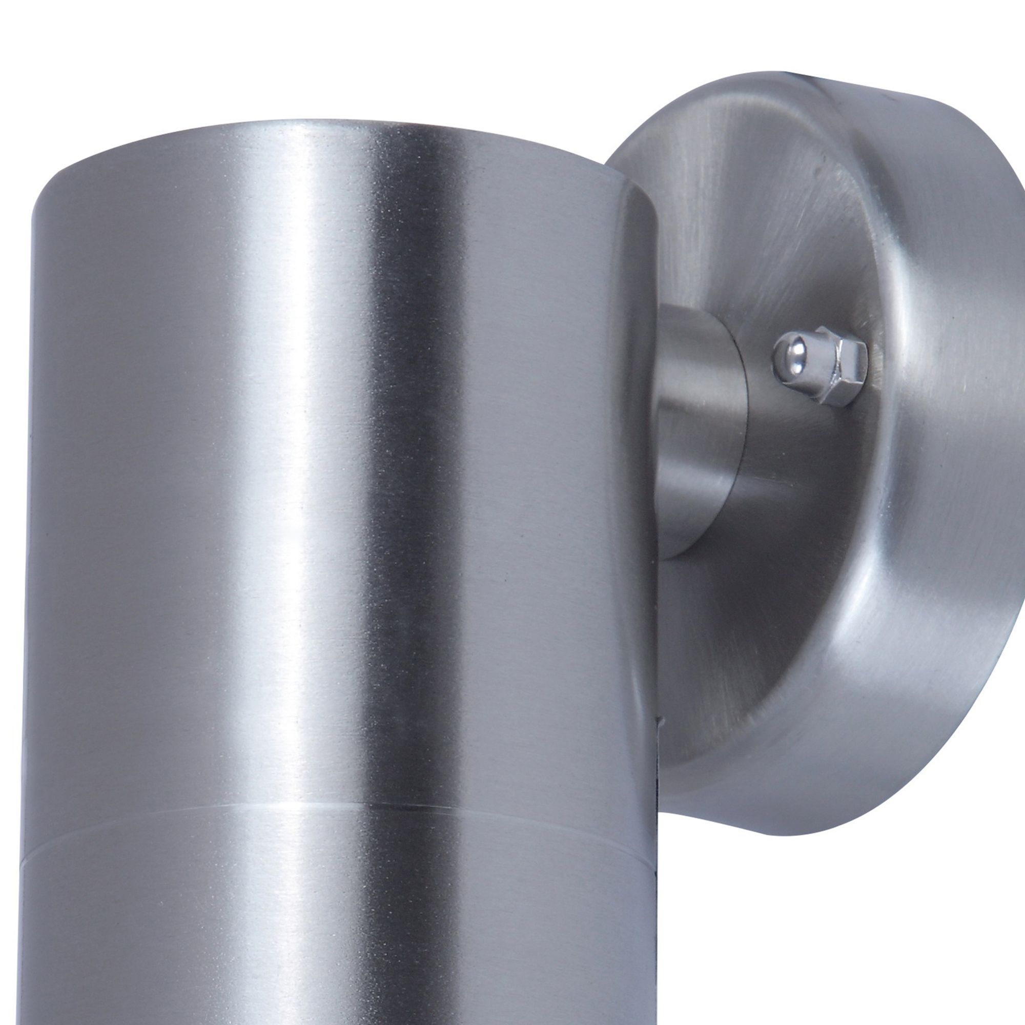 GoodHome Candiac Fixed Stainless steel Mains-powered Integrated LED Outdoor Wall light 380lm (Dia)6cm