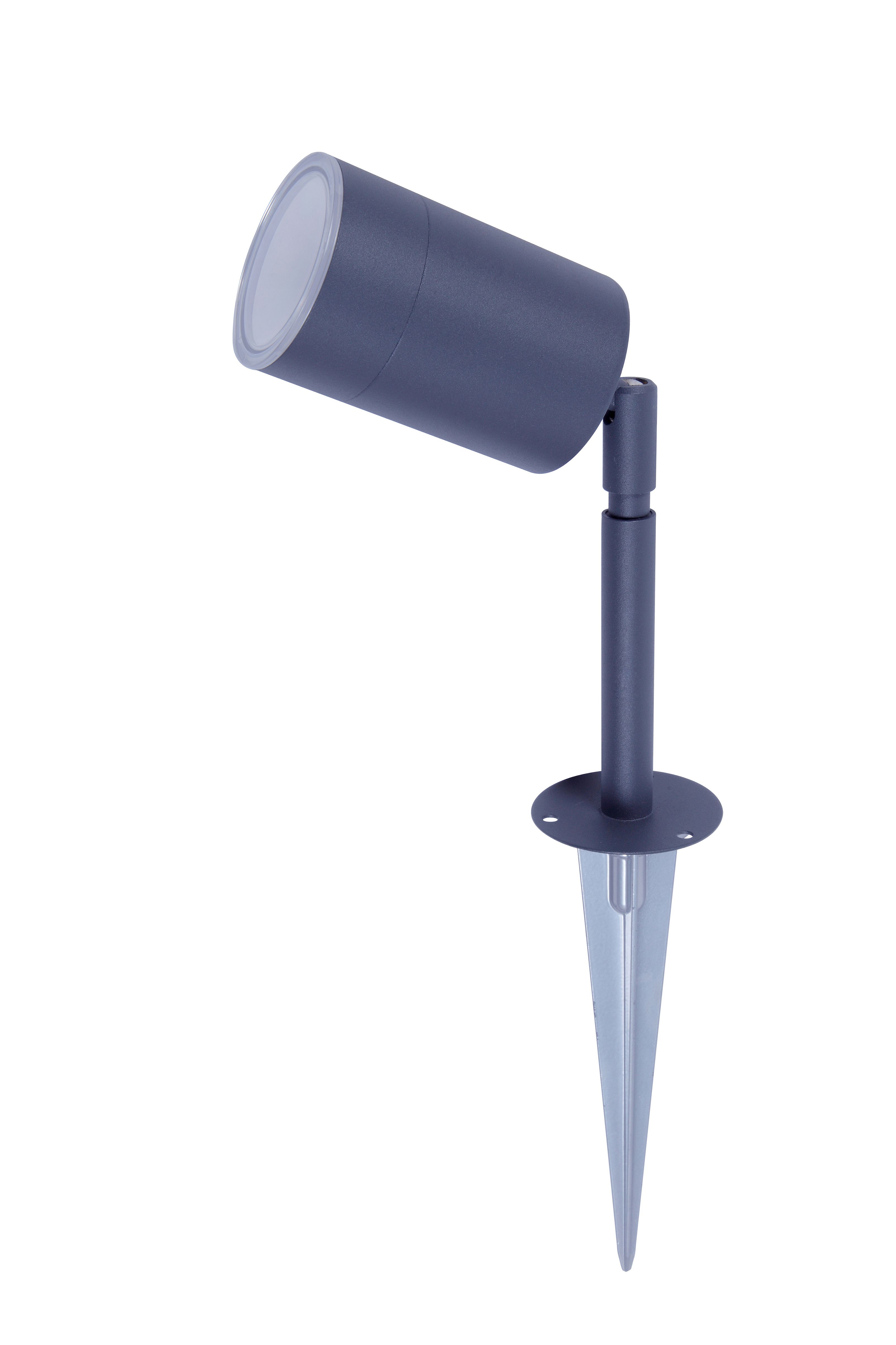GoodHome Candiac Matt Dark Grey Silver effect Integrated LED Outdoor Stake light (D)60mm