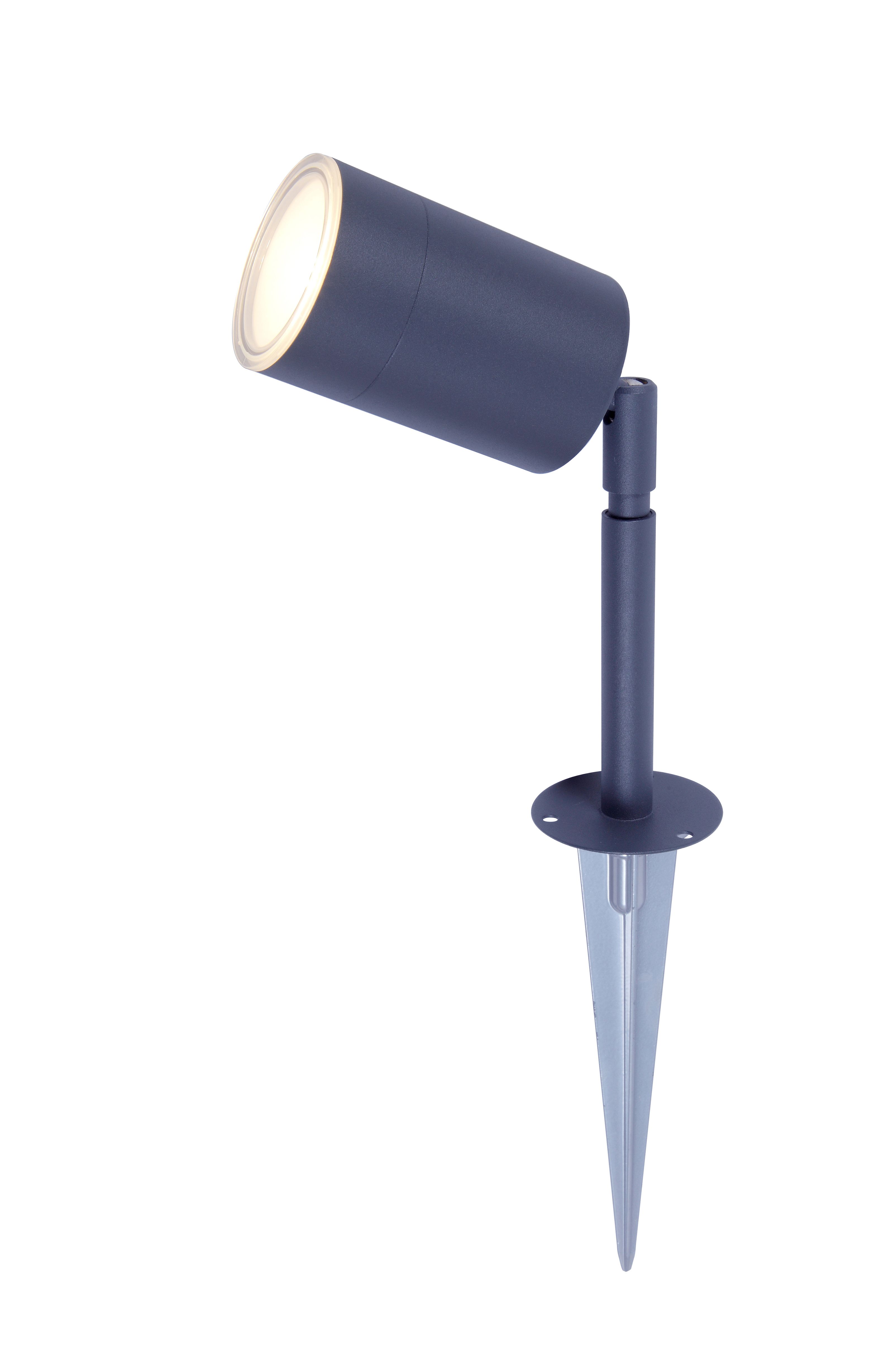 GoodHome Candiac Matt Dark Grey Silver effect Integrated LED Outdoor Stake light (D)60mm
