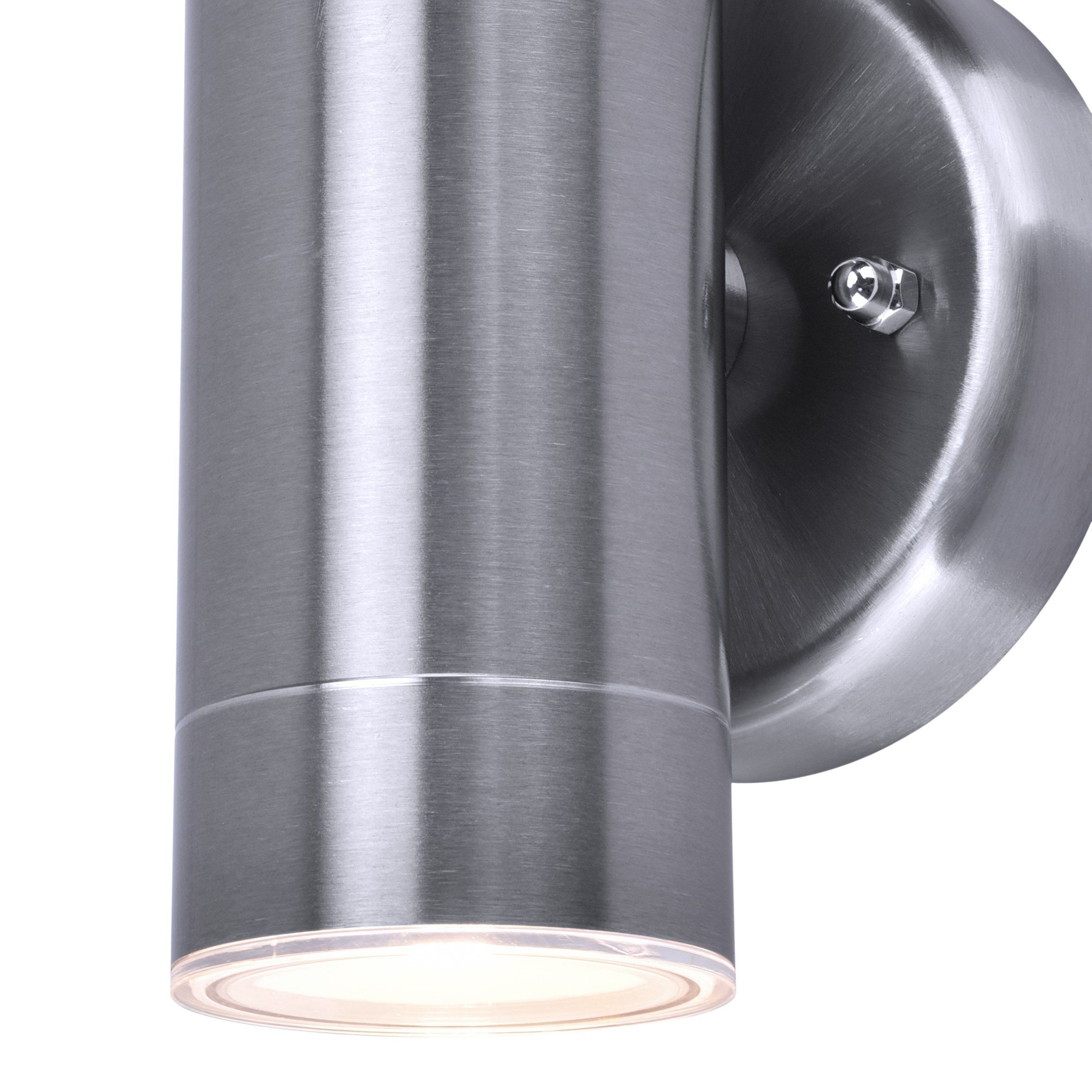 GoodHome Candiac Stainless steel Mains-powered Integrated LED Outdoor Double Wall light 760lm (Dia)6cm