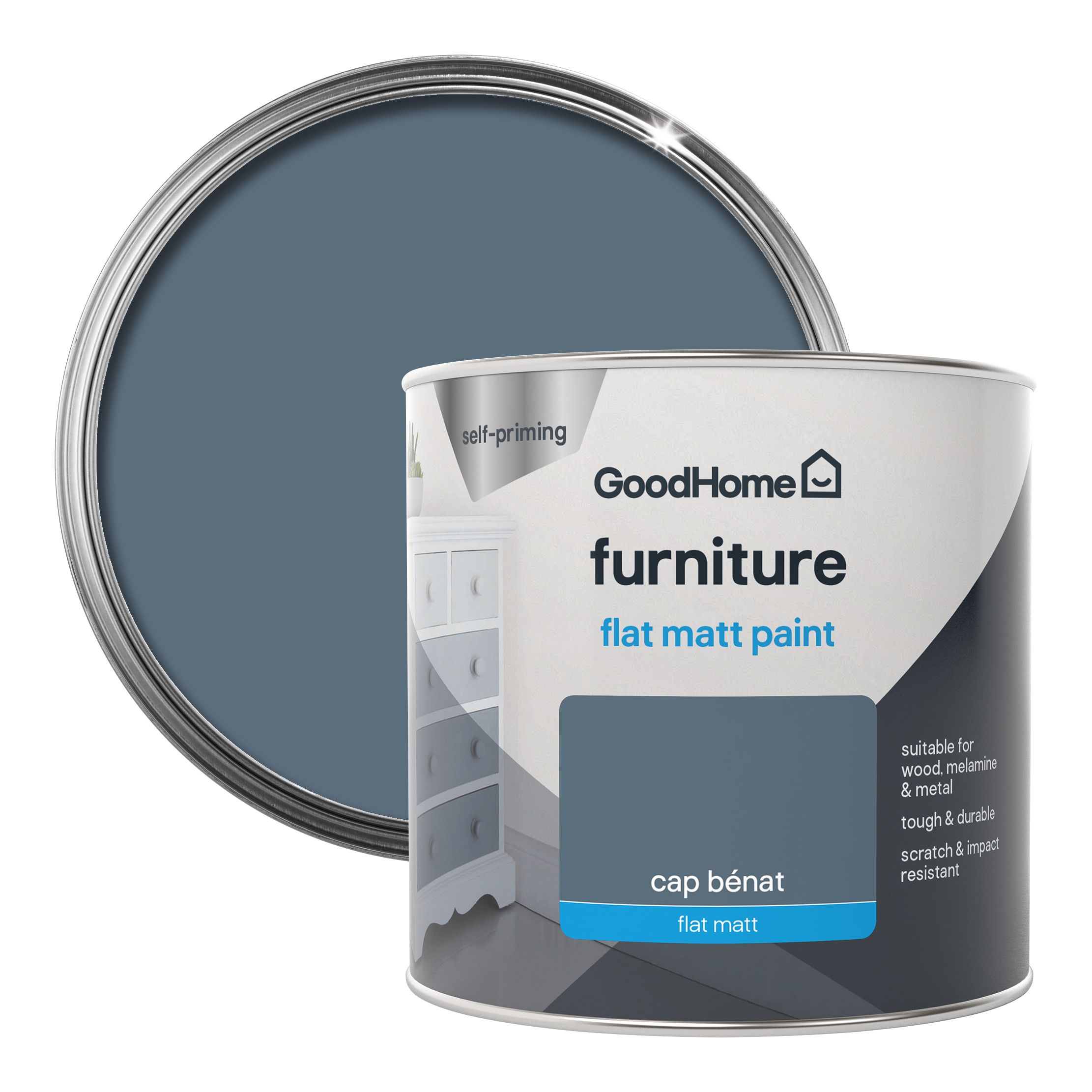 GoodHome Cap benat Flat matt Furniture paint, 500ml