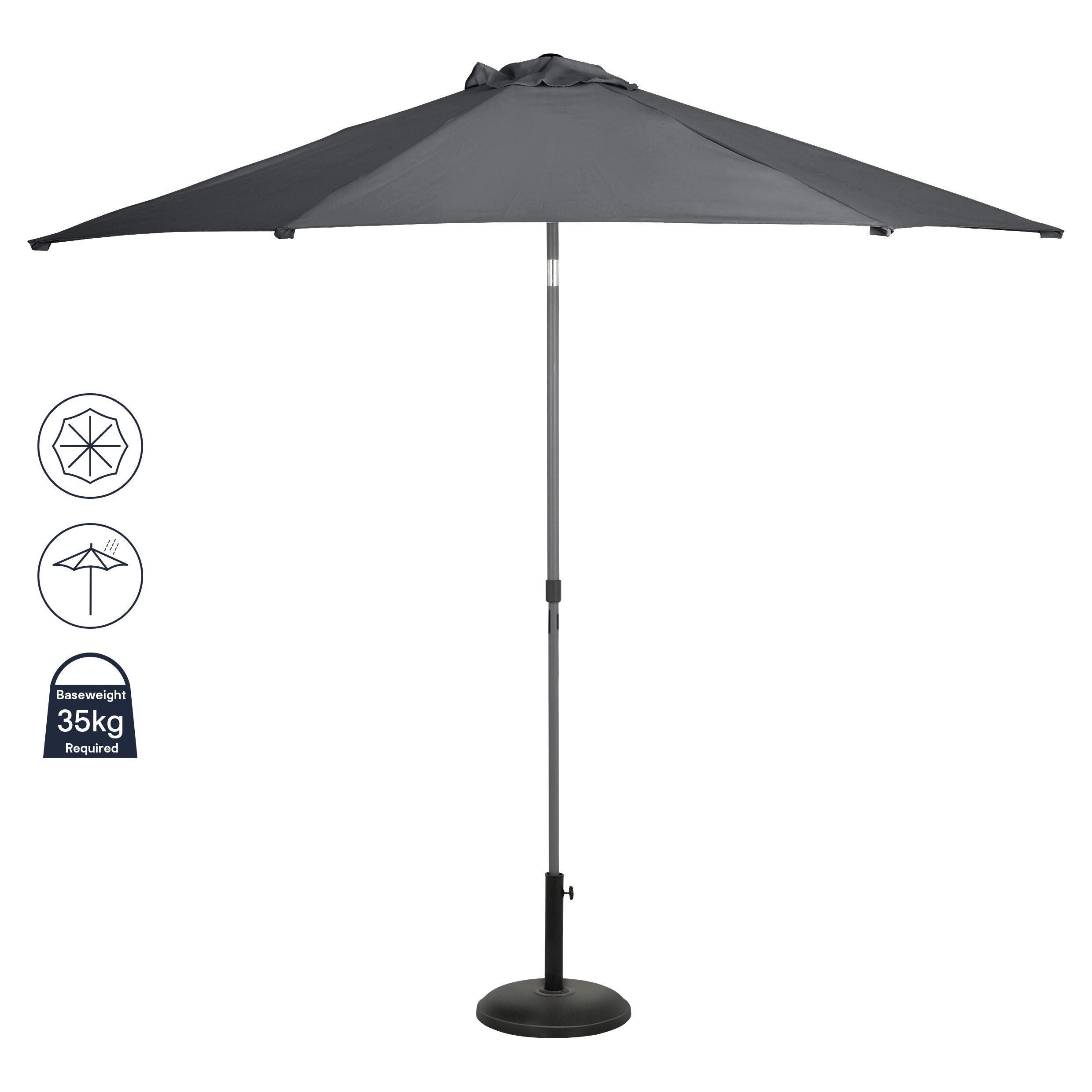 GoodHome Carambole 2.6m Steel grey Standing parasol