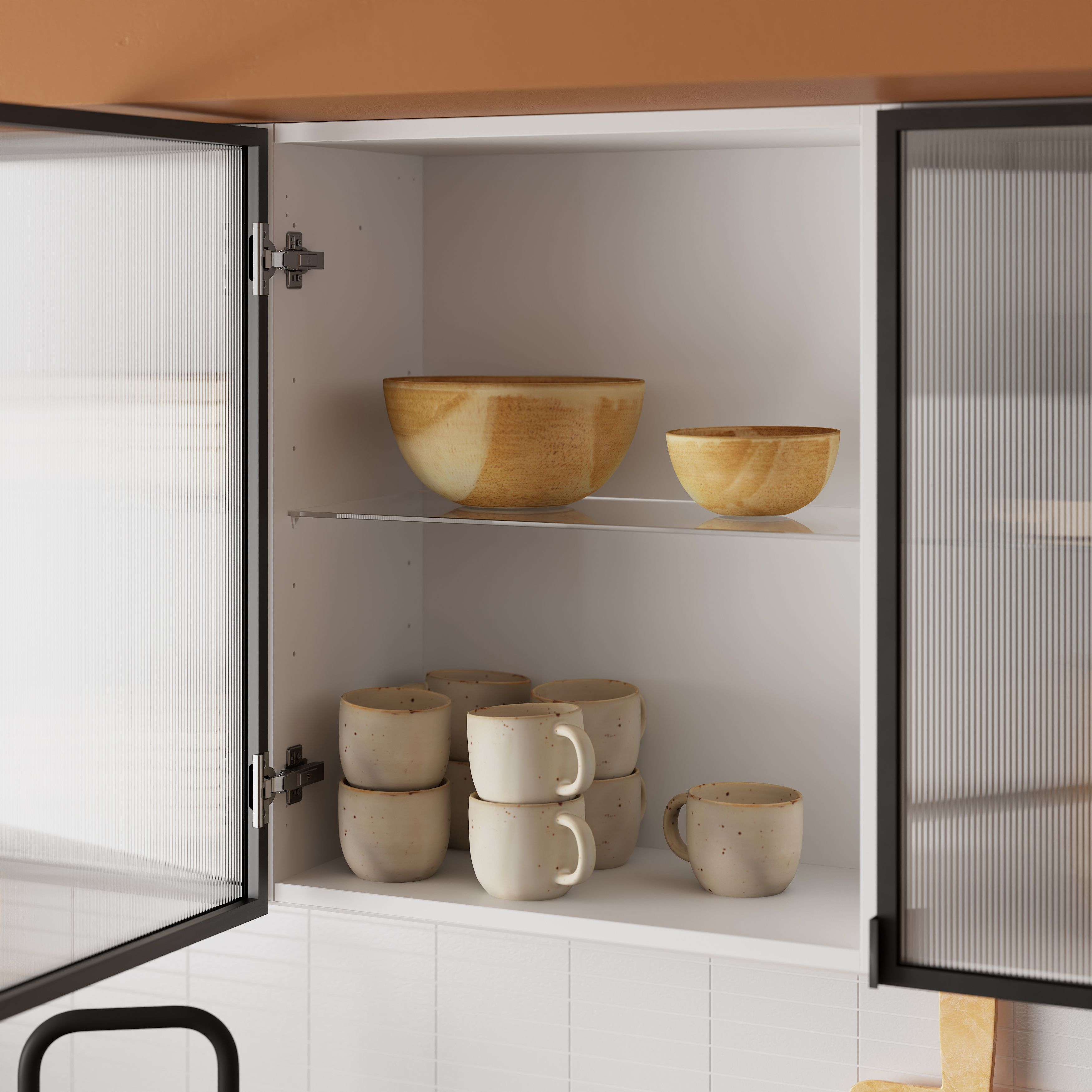 GoodHome Caraway 2 tier Transparent Polyethylene (PE) & tempered glass Shelving (L)458.5mm, Pack of 2