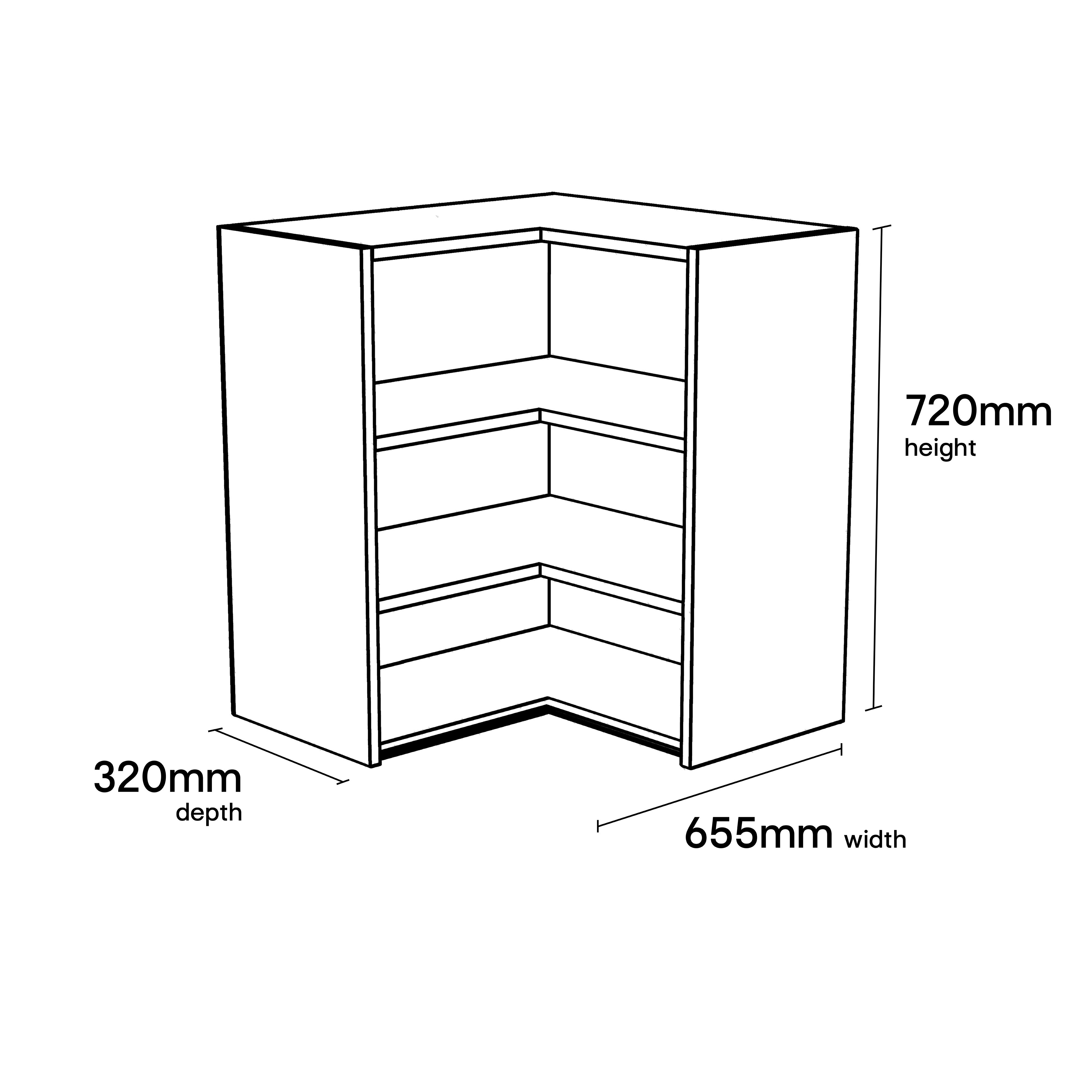GoodHome Caraway Innovo Matt White Corner Wall cabinet, (W)655mm (D)320mm