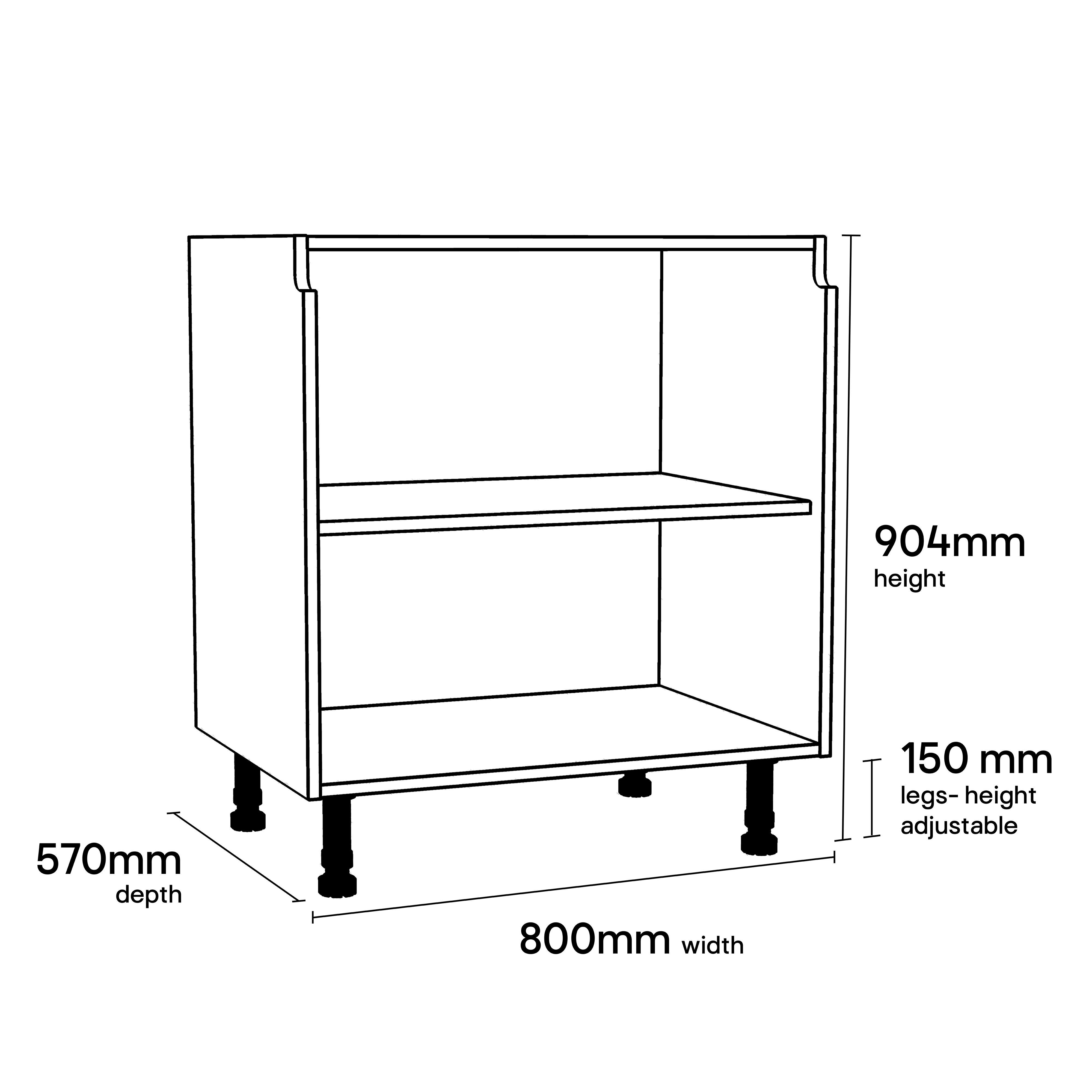 GoodHome Caraway Innovo White Base cabinet, (W)800mm