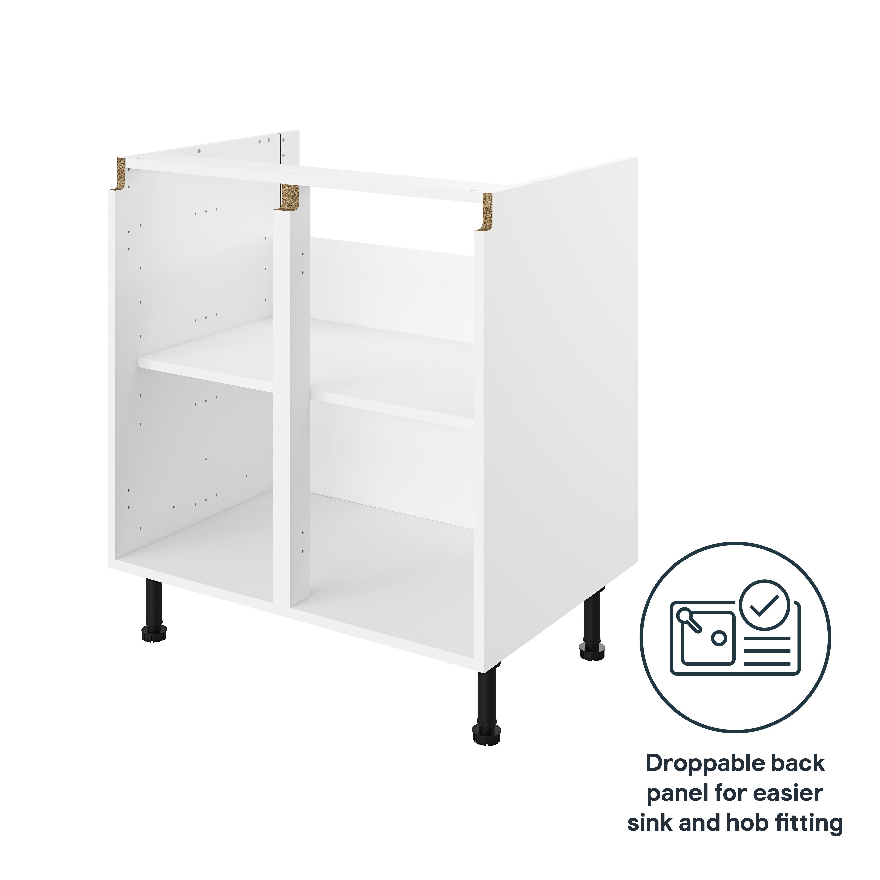 GoodHome Caraway Innovo White Base cabinet, (W)800mm