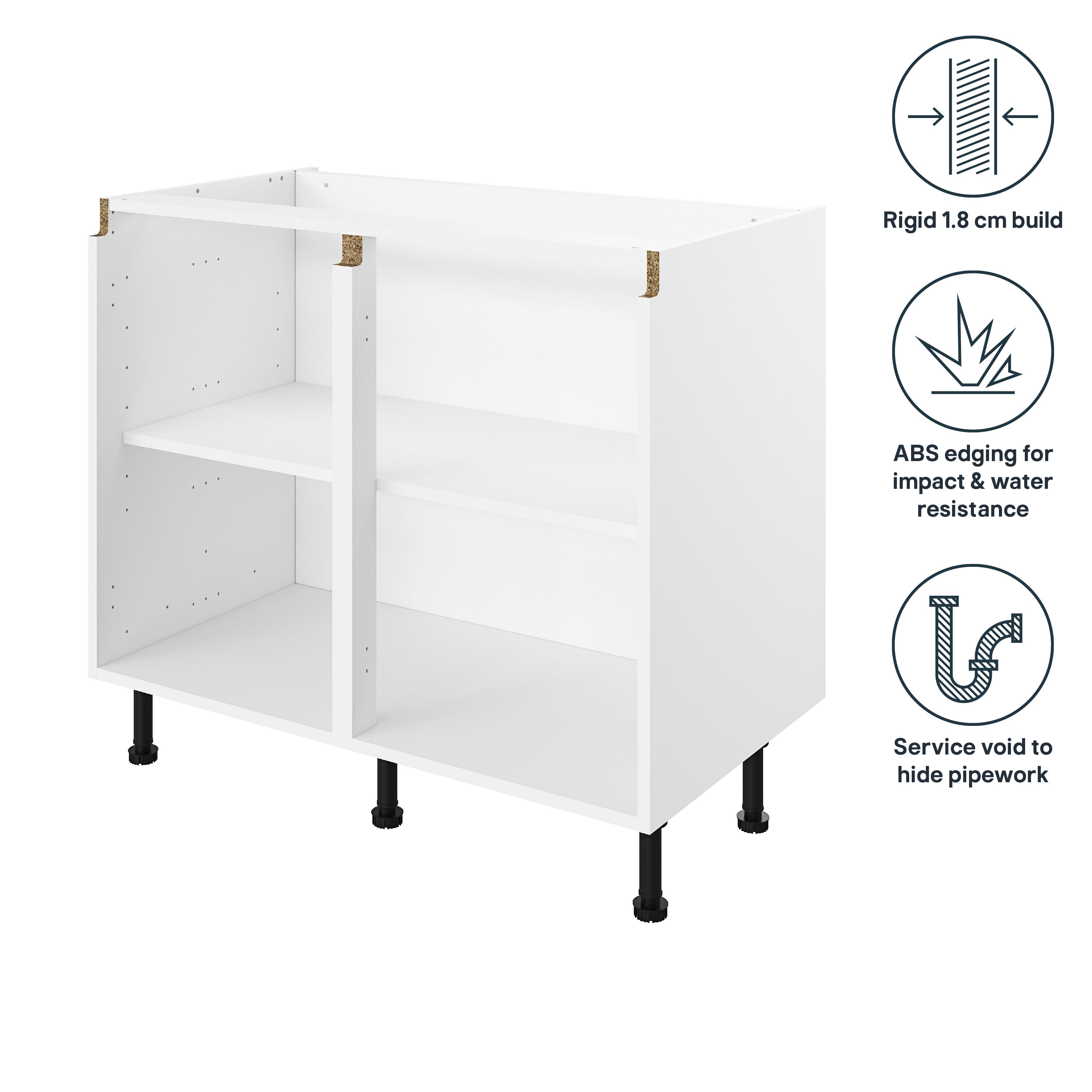GoodHome Caraway Innovo White Base unit, (W)1000mm