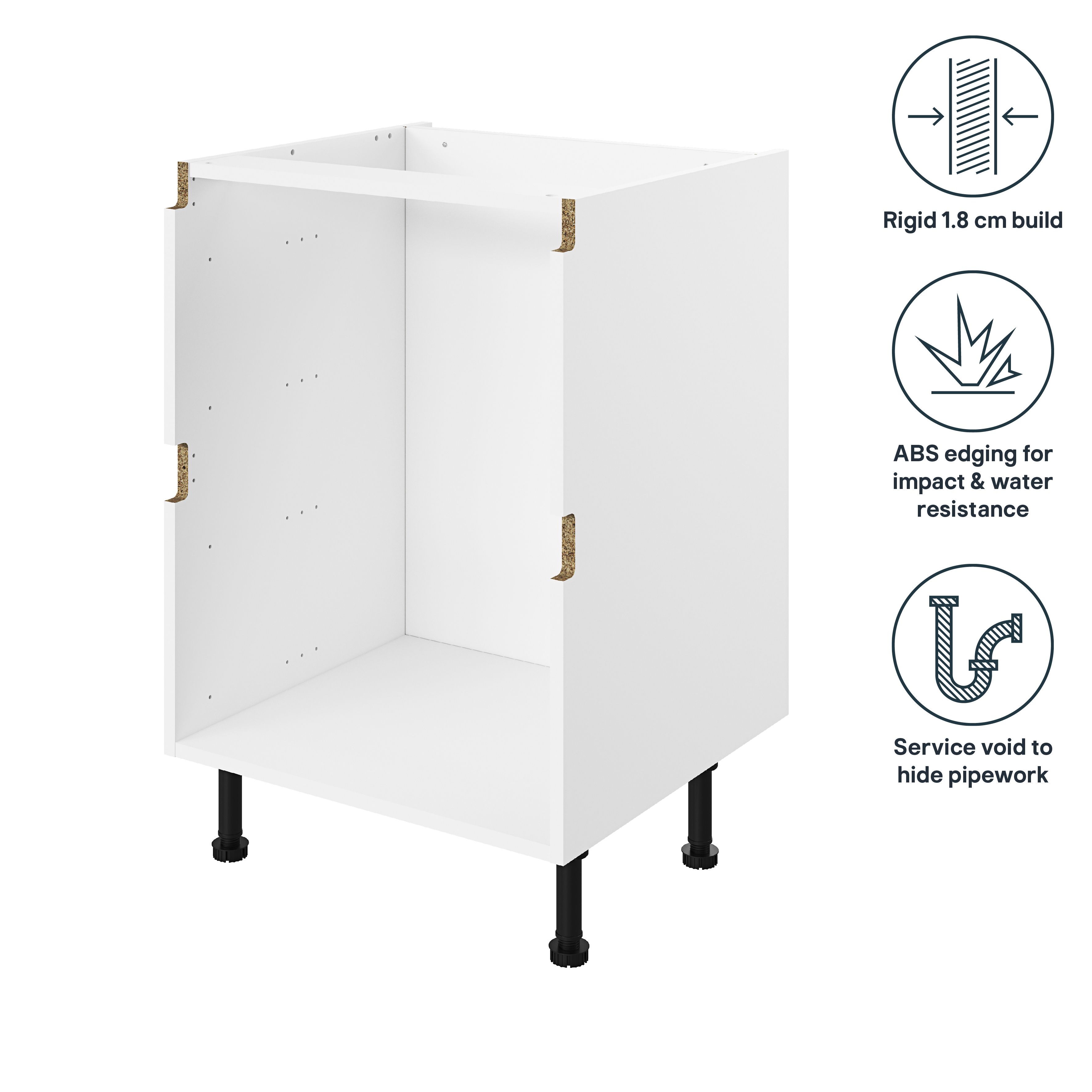 GoodHome Caraway Innovo White Drawer Base cabinet, (W)800mm
