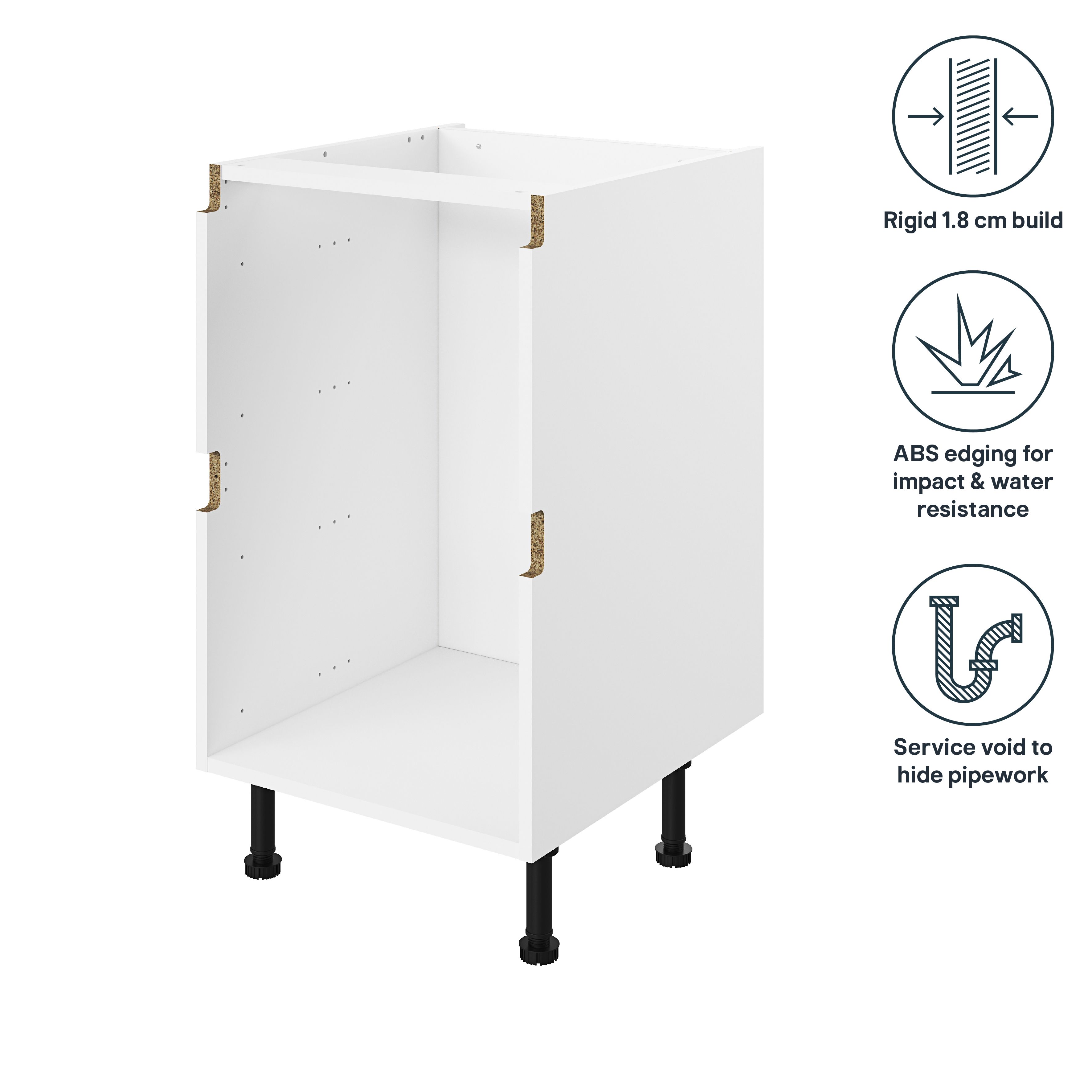GoodHome Caraway Innovo White Drawer Base unit, (W)500mm