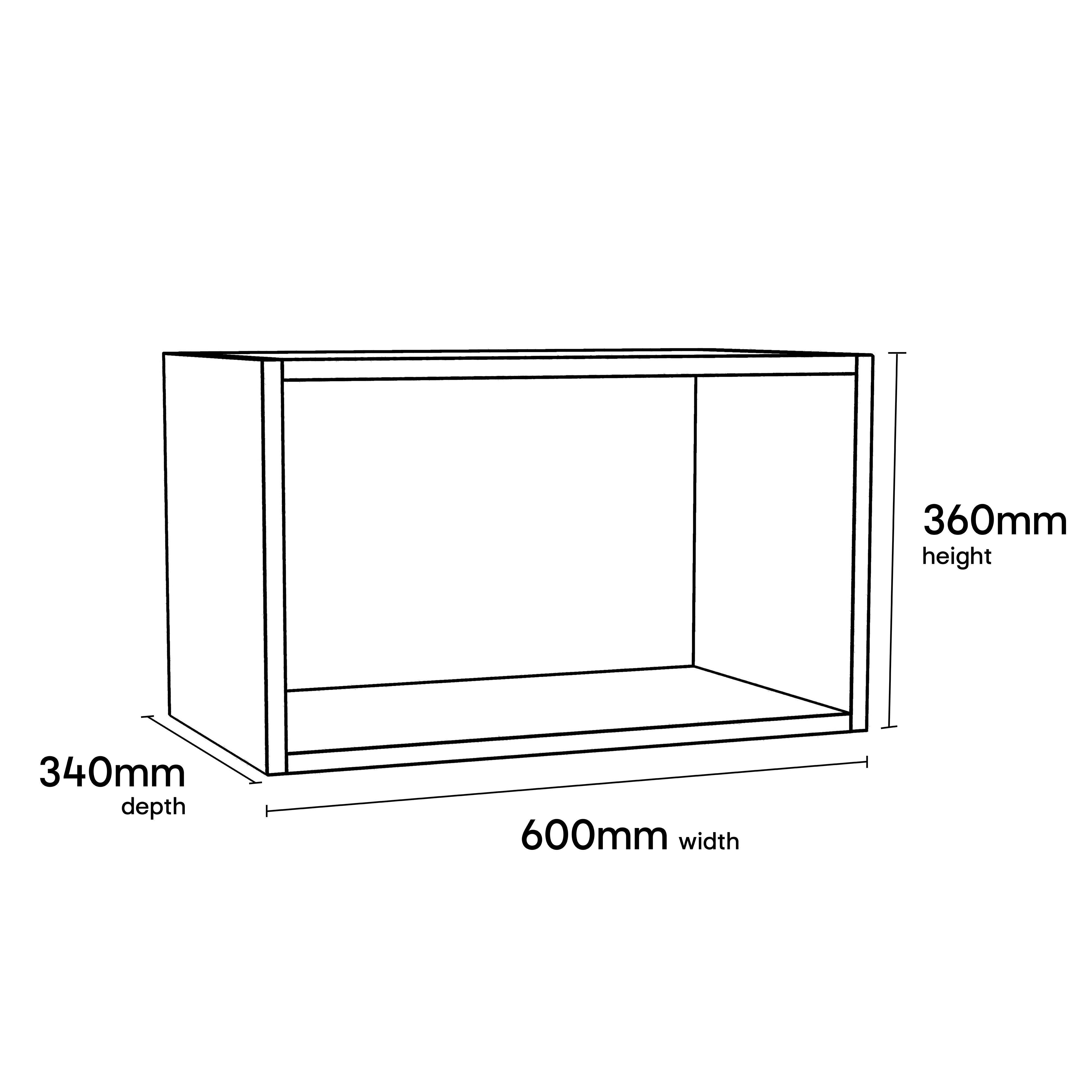 GoodHome Caraway Light oak effect Bridging Wall cabinet, (W)600mm (D)340mm